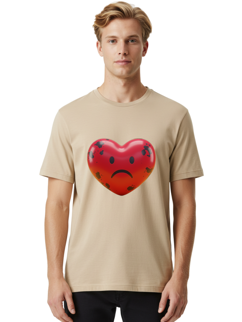 Sad-Red-Heart Men'S Graphic Tee, 100% Cotton, Comfortable Casual Summer Wear, Machine Washable, Vintage Camera, Old Camera, Antique Camera, Black Camera, Classic Photography, Photography Equipment, Nostalgic Device, Film Camera, Camera Art Baj752