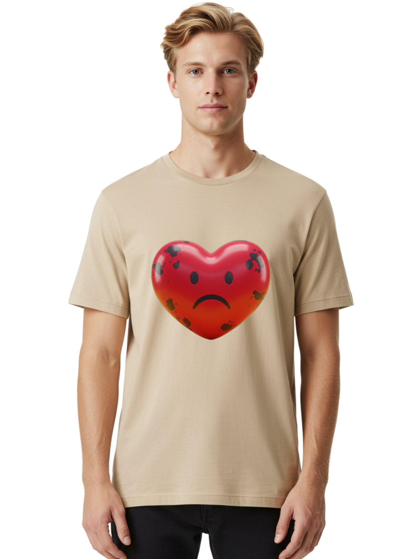 Sad-Red-Heart Men'S Graphic Tee, 100% Cotton, Comfortable Casual Summer Wear, Machine Washable, Vintage Camera, Old Camera, Antique Camera, Black Camera, Classic Photography, Photography Equipment, Nostalgic Device, Film Camera, Camera Art Baj752