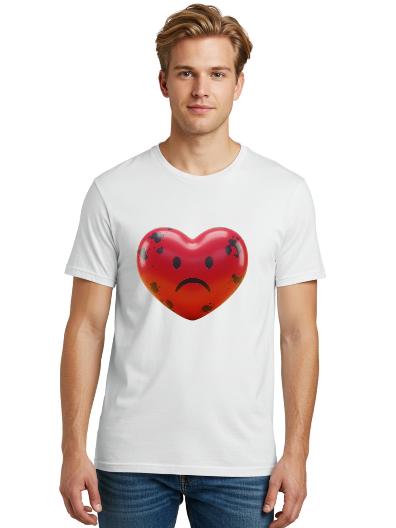 Sad-Red-Heart Men'S Graphic Tee, 100% Cotton, Comfortable Casual Summer Wear, Machine Washable, Vintage Camera, Old Camera, Antique Camera, Black Camera, Classic Photography, Photography Equipment, Nostalgic Device, Film Camera, Camera Art Baj752