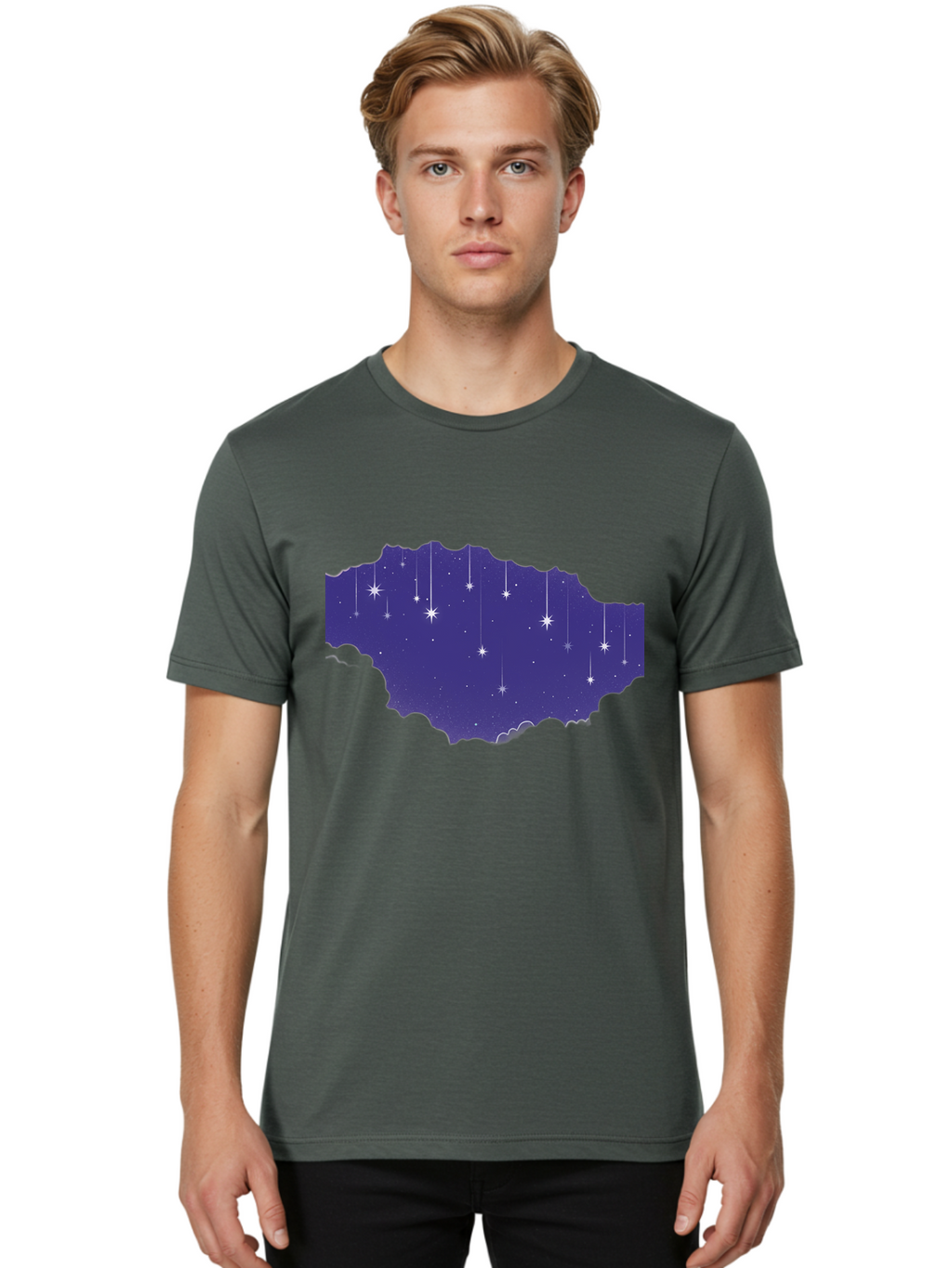 Shooting-Stars-1 Men'S Graphic Tee, 100% Cotton, Comfortable Casual Summer Wear, Machine Washable, Vintage Camera, Old Camera, Antique Camera, Black Camera, Classic Photography, Photography Equipment, Nostalgic Device, Film Camera, Camera Art Baj756