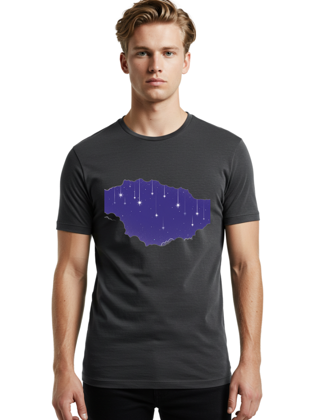 Shooting-Stars-1 Men'S Graphic Tee, 100% Cotton, Comfortable Casual Summer Wear, Machine Washable, Vintage Camera, Old Camera, Antique Camera, Black Camera, Classic Photography, Photography Equipment, Nostalgic Device, Film Camera, Camera Art Baj756