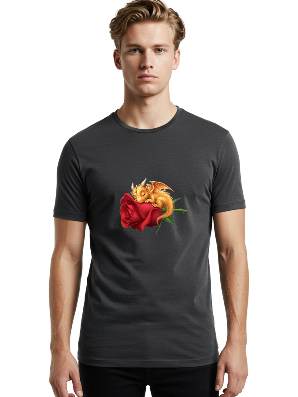Sleeping-Dragon-On-Red-Rose Men'S Graphic Tee, 100% Cotton, Comfortable Casual Summer Wear, Machine Washable, Vintage Camera, Old Camera, Antique Camera, Black Camera, Classic Photography, Photography Equipment, Nostalgic Device, Film Camera, Baj761