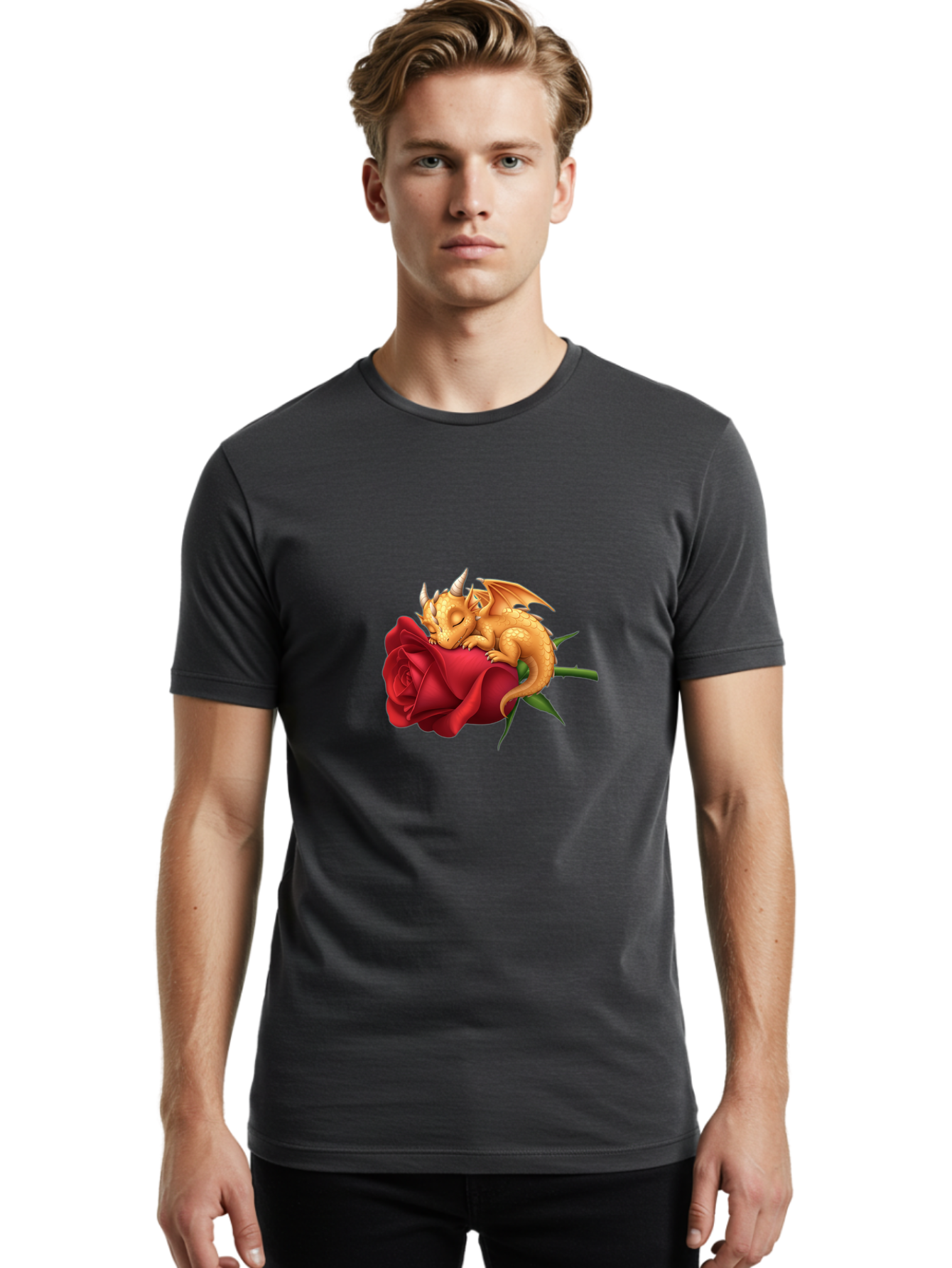 Sleeping-Dragon-On-Red-Rose Men'S Graphic Tee, 100% Cotton, Comfortable Casual Summer Wear, Machine Washable, Vintage Camera, Old Camera, Antique Camera, Black Camera, Classic Photography, Photography Equipment, Nostalgic Device, Film Camera, Baj761
