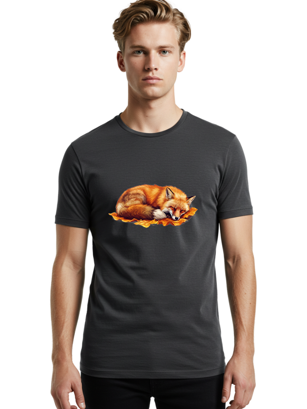 Sleeping-Fox-4 Men'S Graphic Tee, 100% Cotton, Comfortable Casual Summer Wear, Machine Washable, Vintage Camera, Old Camera, Antique Camera, Black Camera, Classic Photography, Photography Equipment, Nostalgic Device, Film Camera, Camera Art Baj766