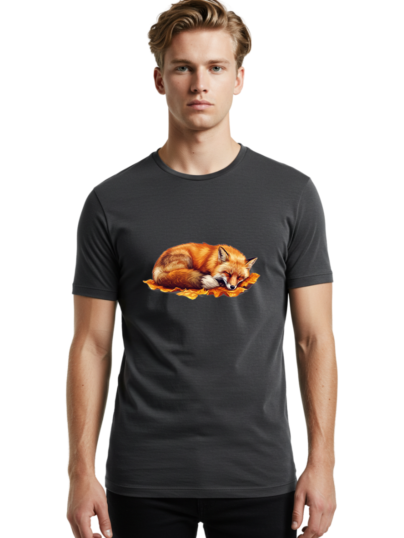 Sleeping-Fox-4 Men'S Graphic Tee, 100% Cotton, Comfortable Casual Summer Wear, Machine Washable, Vintage Camera, Old Camera, Antique Camera, Black Camera, Classic Photography, Photography Equipment, Nostalgic Device, Film Camera, Camera Art Baj766