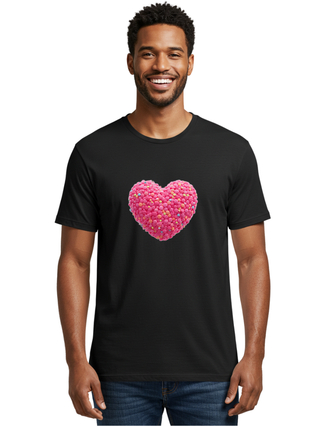 Smiley-Heart-1 Men'S Graphic Tee, 100% Cotton, Comfortable Casual Summer Wear, Machine Washable, Vintage Camera, Old Camera, Antique Camera, Black Camera, Classic Photography, Photography Equipment, Nostalgic Device, Film Camera, Camera Art Baj772