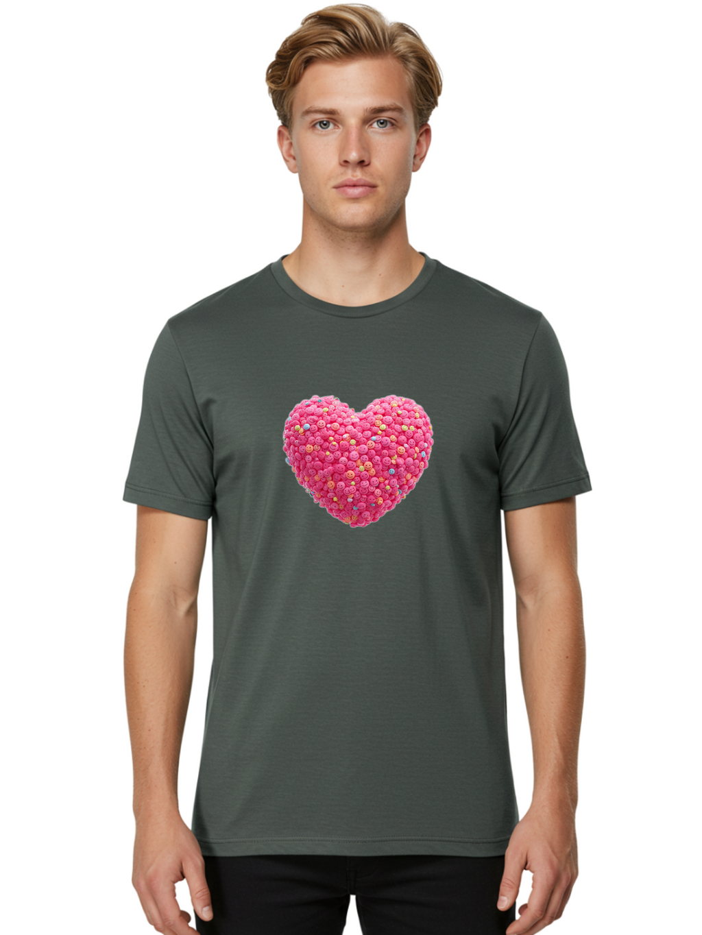 Smiley-Heart-1 Men'S Graphic Tee, 100% Cotton, Comfortable Casual Summer Wear, Machine Washable, Vintage Camera, Old Camera, Antique Camera, Black Camera, Classic Photography, Photography Equipment, Nostalgic Device, Film Camera, Camera Art Baj772