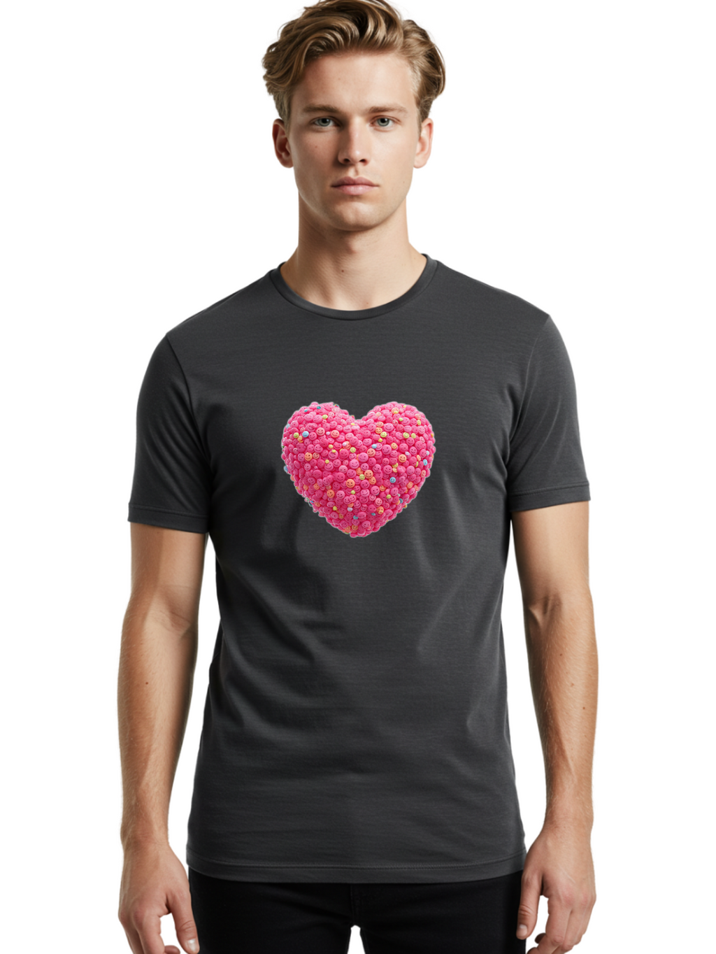 Smiley-Heart-1 Men'S Graphic Tee, 100% Cotton, Comfortable Casual Summer Wear, Machine Washable, Vintage Camera, Old Camera, Antique Camera, Black Camera, Classic Photography, Photography Equipment, Nostalgic Device, Film Camera, Camera Art Baj772
