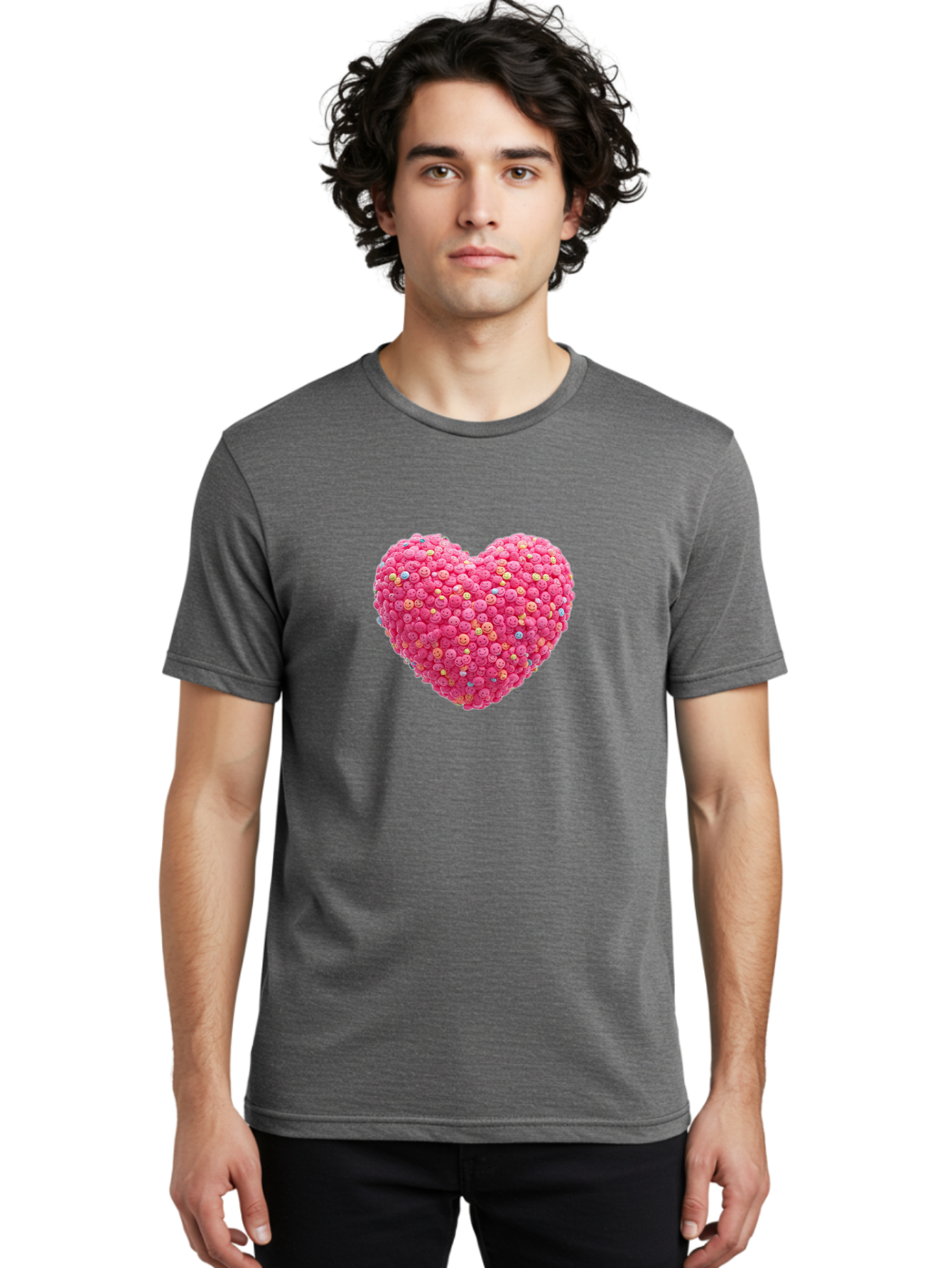 Smiley-Heart-1 Men'S Graphic Tee, 100% Cotton, Comfortable Casual Summer Wear, Machine Washable, Vintage Camera, Old Camera, Antique Camera, Black Camera, Classic Photography, Photography Equipment, Nostalgic Device, Film Camera, Camera Art Baj772