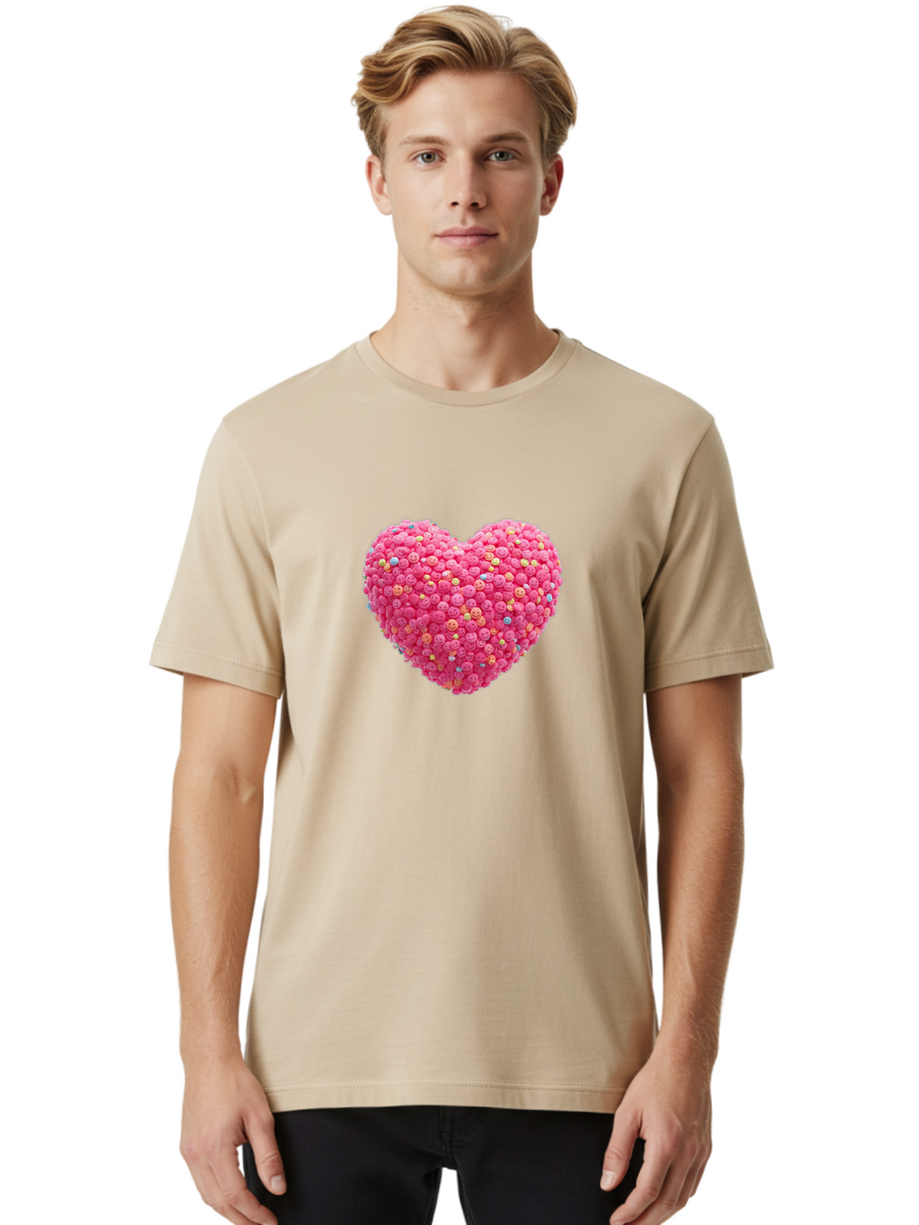 Smiley-Heart-1 Men'S Graphic Tee, 100% Cotton, Comfortable Casual Summer Wear, Machine Washable, Vintage Camera, Old Camera, Antique Camera, Black Camera, Classic Photography, Photography Equipment, Nostalgic Device, Film Camera, Camera Art Baj772