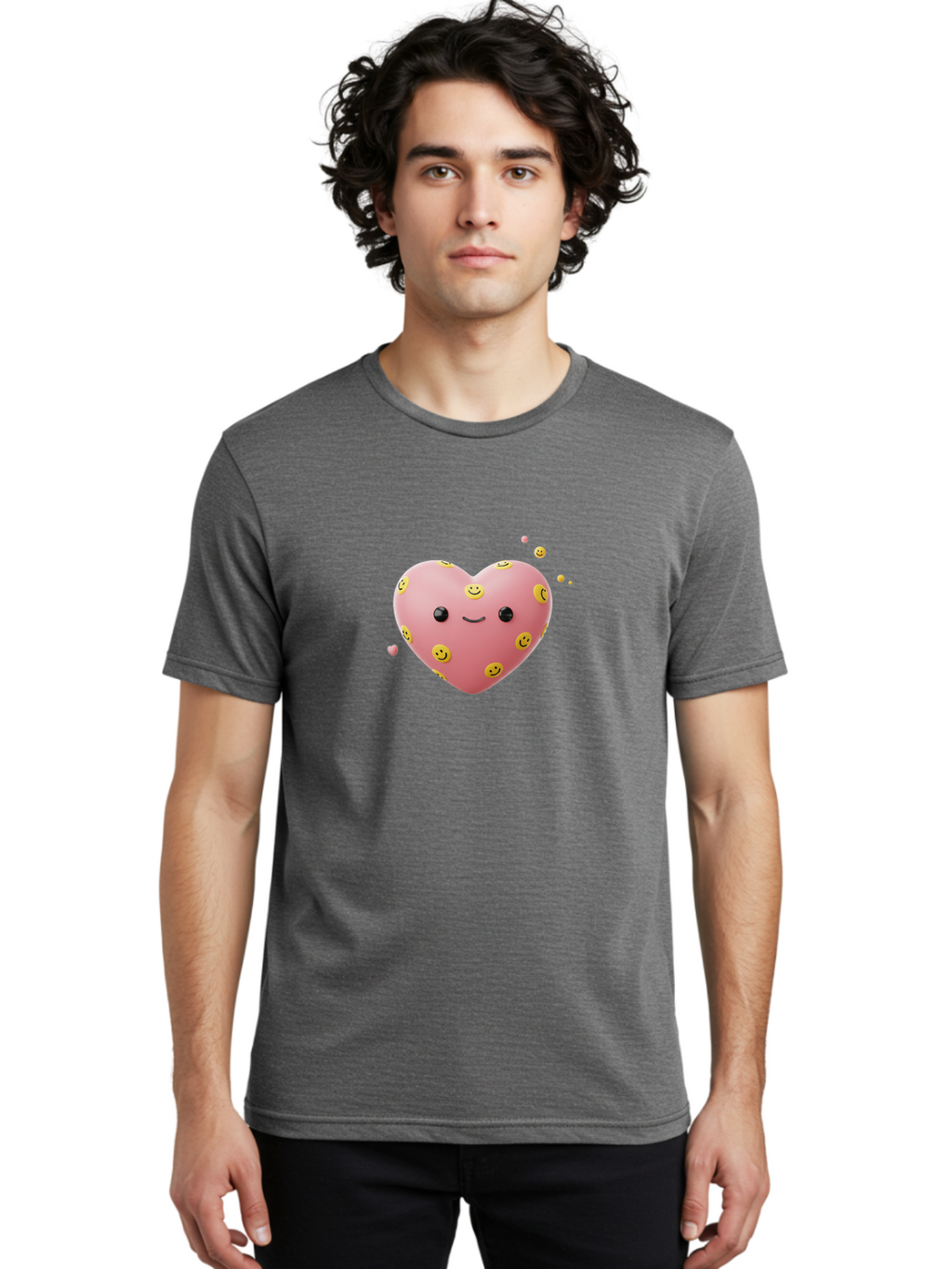 Smiley-Heart-2 Men'S Graphic Tee, 100% Cotton, Comfortable Casual Summer Wear, Machine Washable, Vintage Camera, Old Camera, Antique Camera, Black Camera, Classic Photography, Photography Equipment, Nostalgic Device, Film Camera, Camera Art Baj773