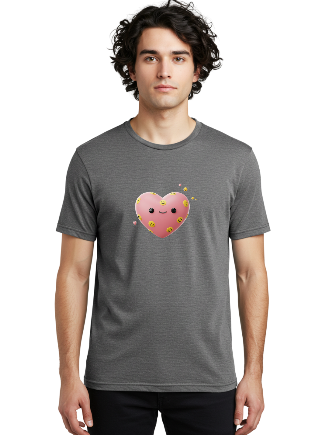 Smiley-Heart-2 Men'S Graphic Tee, 100% Cotton, Comfortable Casual Summer Wear, Machine Washable, Vintage Camera, Old Camera, Antique Camera, Black Camera, Classic Photography, Photography Equipment, Nostalgic Device, Film Camera, Camera Art Baj773