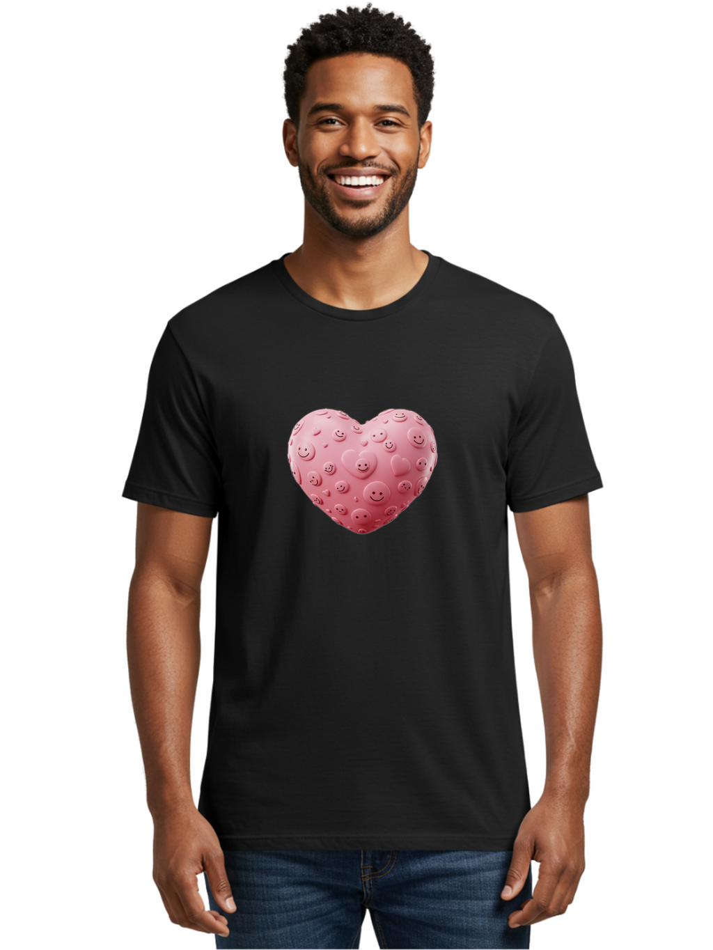 Smiley-Heart-4 Men'S Graphic Tee, 100% Cotton, Comfortable Casual Summer Wear, Machine Washable, Vintage Camera, Old Camera, Antique Camera, Black Camera, Classic Photography, Photography Equipment, Nostalgic Device, Film Camera, Camera Art Baj775