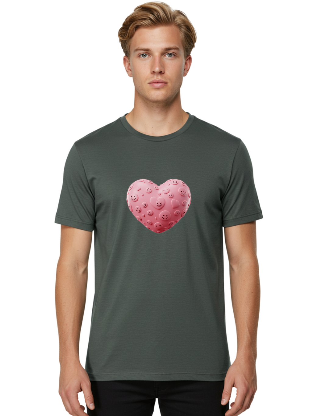 Smiley-Heart-4 Men'S Graphic Tee, 100% Cotton, Comfortable Casual Summer Wear, Machine Washable, Vintage Camera, Old Camera, Antique Camera, Black Camera, Classic Photography, Photography Equipment, Nostalgic Device, Film Camera, Camera Art Baj775