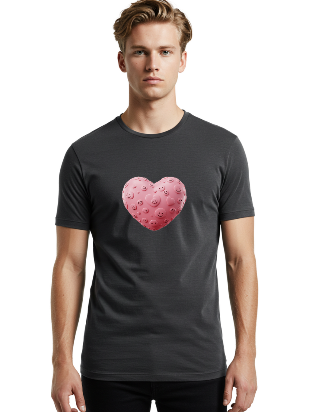 Smiley-Heart-4 Men'S Graphic Tee, 100% Cotton, Comfortable Casual Summer Wear, Machine Washable, Vintage Camera, Old Camera, Antique Camera, Black Camera, Classic Photography, Photography Equipment, Nostalgic Device, Film Camera, Camera Art Baj775