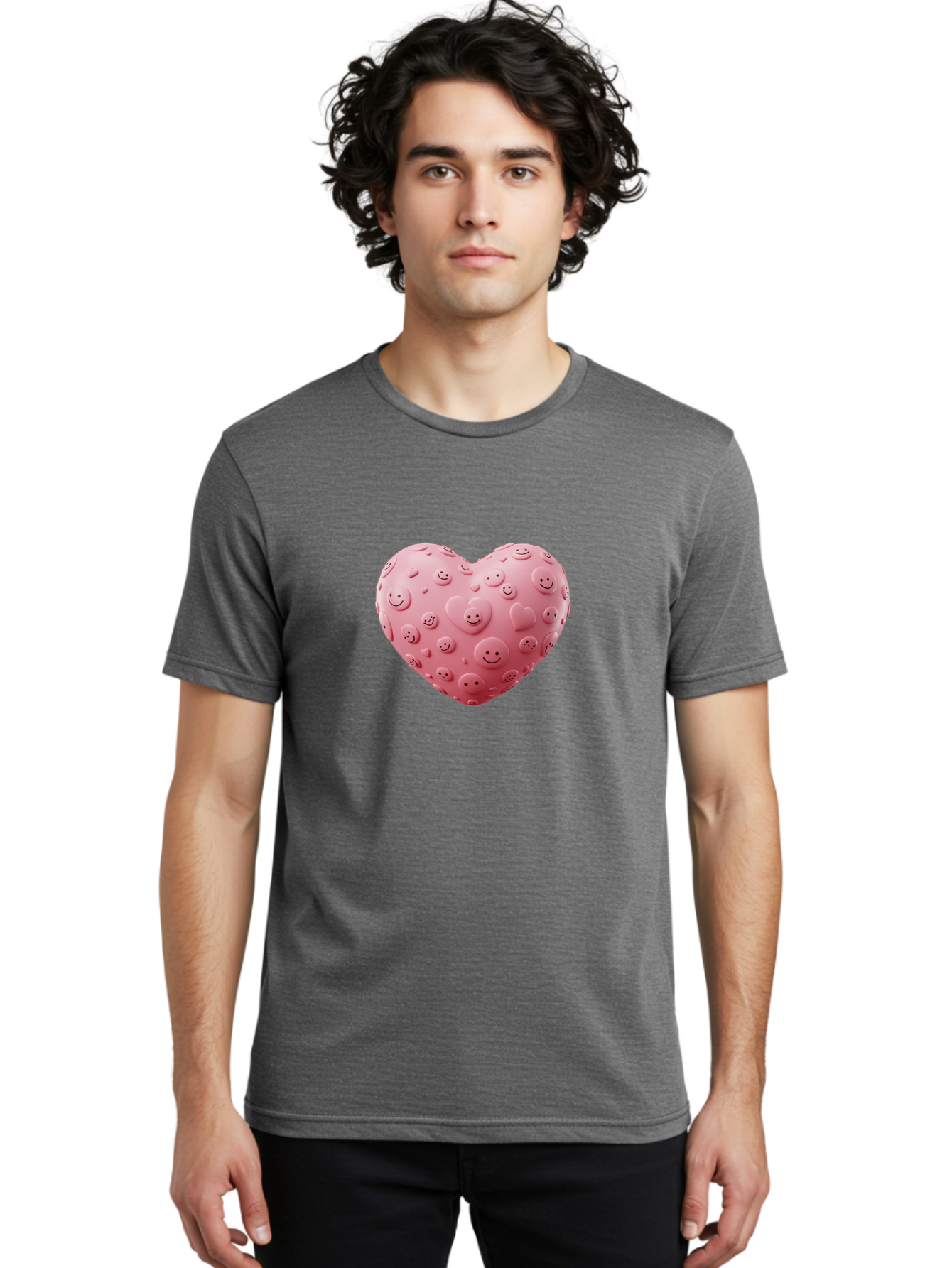 Smiley-Heart-4 Men'S Graphic Tee, 100% Cotton, Comfortable Casual Summer Wear, Machine Washable, Vintage Camera, Old Camera, Antique Camera, Black Camera, Classic Photography, Photography Equipment, Nostalgic Device, Film Camera, Camera Art Baj775