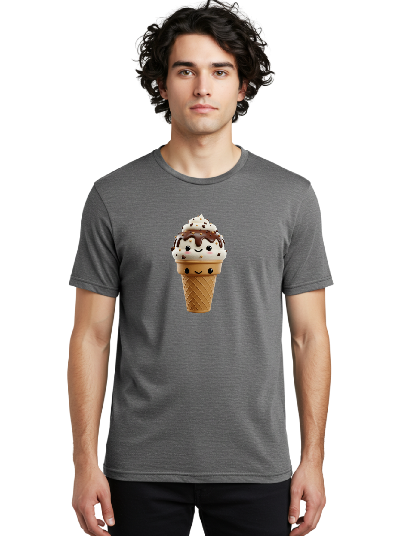 Smiling-Ice-Cream-2 Men'S Graphic Tee, 100% Cotton, Comfortable Casual Summer Wear, Machine Washable, Vintage Camera, Old Camera, Antique Camera, Black Camera, Classic Photography, Photography Equipment, Nostalgic Device, Film Camera, Baj779