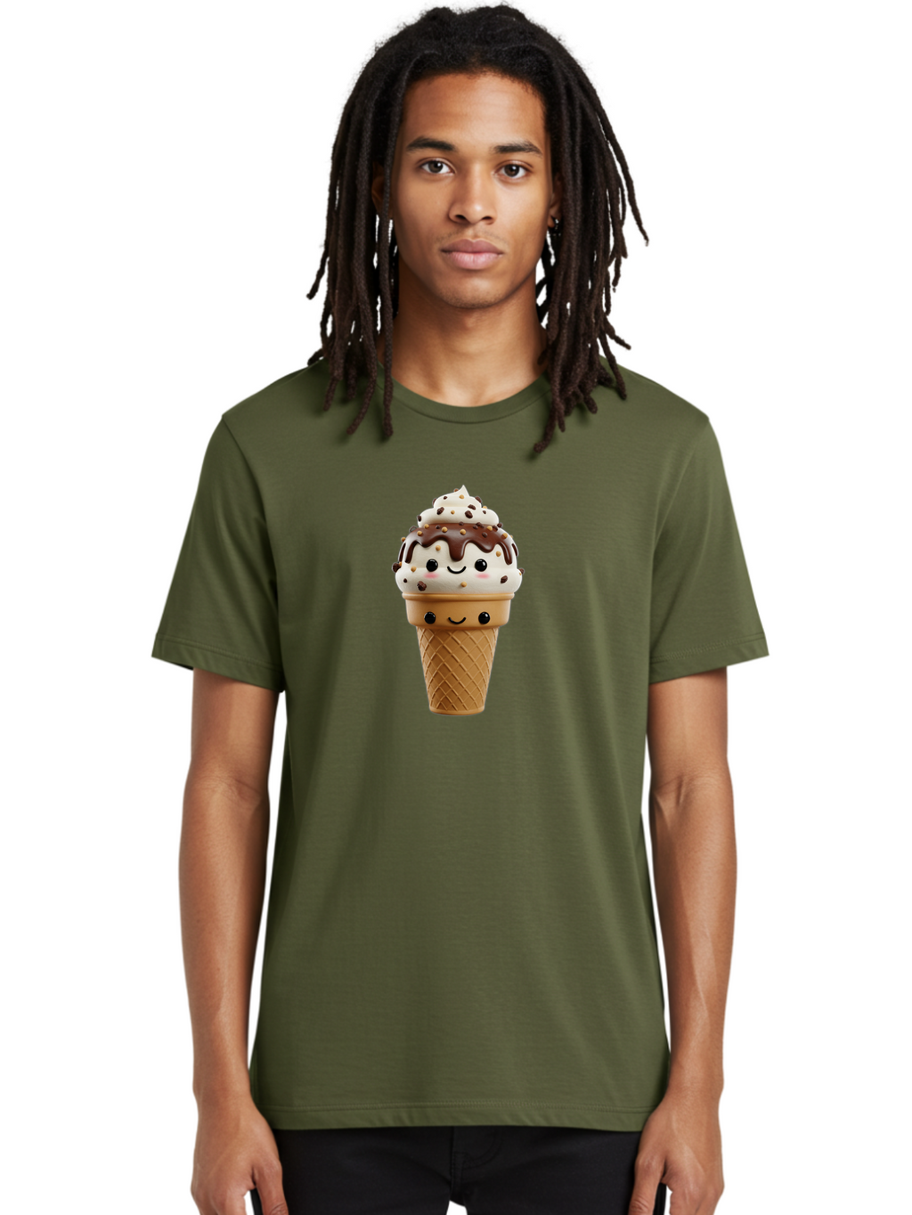 Smiling-Ice-Cream-2 Men'S Graphic Tee, 100% Cotton, Comfortable Casual Summer Wear, Machine Washable, Vintage Camera, Old Camera, Antique Camera, Black Camera, Classic Photography, Photography Equipment, Nostalgic Device, Film Camera, Baj779