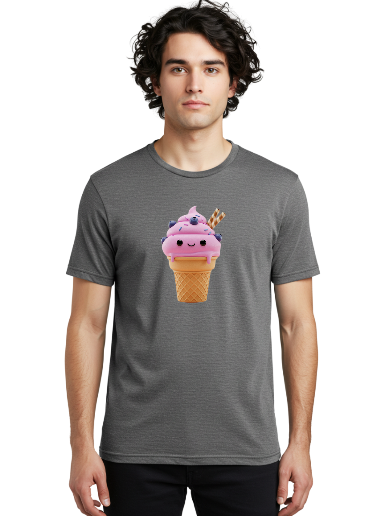 Smiling-Ice-Cream-3 Men'S Graphic Tee, 100% Cotton, Comfortable Casual Summer Wear, Machine Washable, Vintage Camera, Old Camera, Antique Camera, Black Camera, Classic Photography, Photography Equipment, Nostalgic Device, Film Camera, Baj780