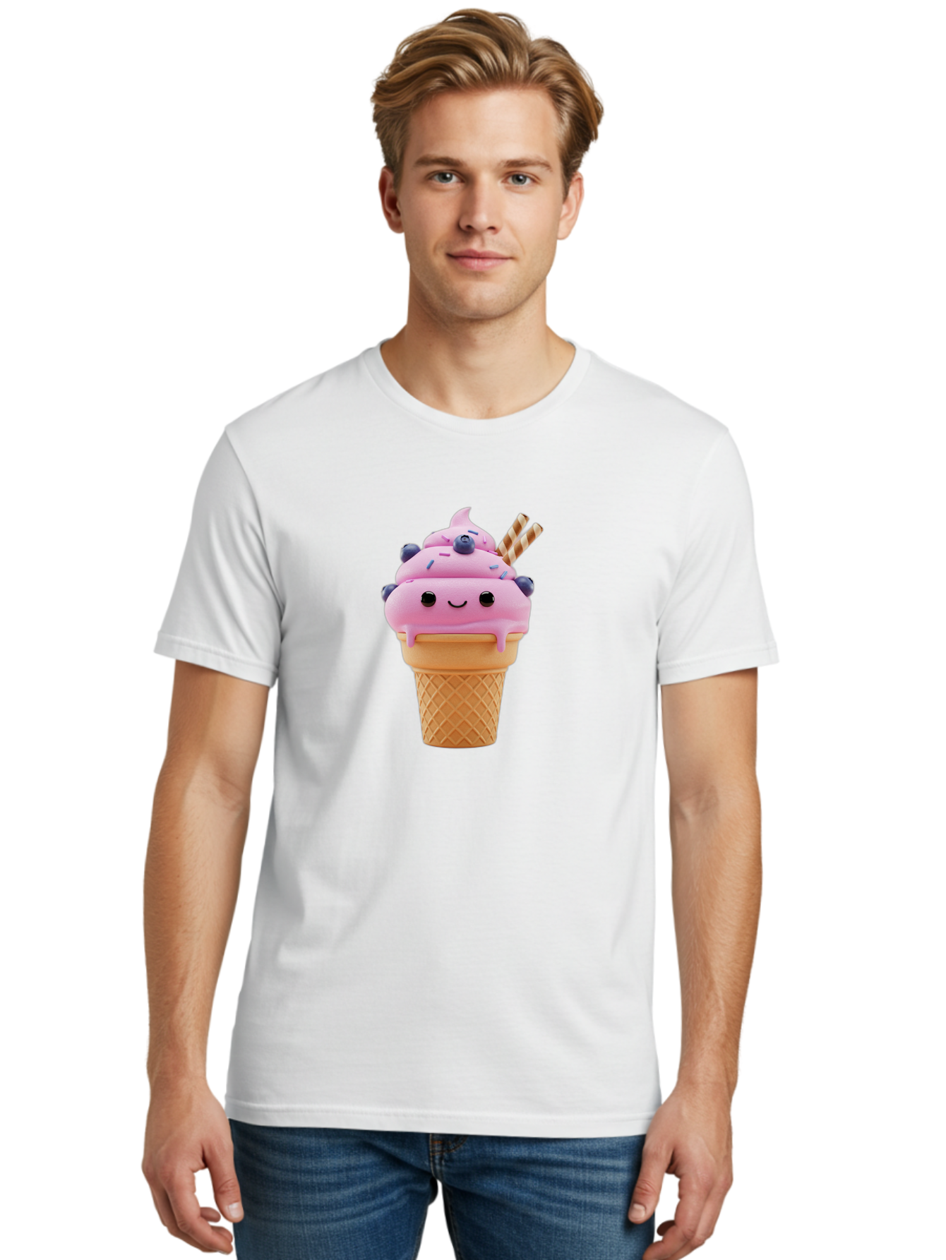 Smiling-Ice-Cream-3 Men'S Graphic Tee, 100% Cotton, Comfortable Casual Summer Wear, Machine Washable, Vintage Camera, Old Camera, Antique Camera, Black Camera, Classic Photography, Photography Equipment, Nostalgic Device, Film Camera, Baj780