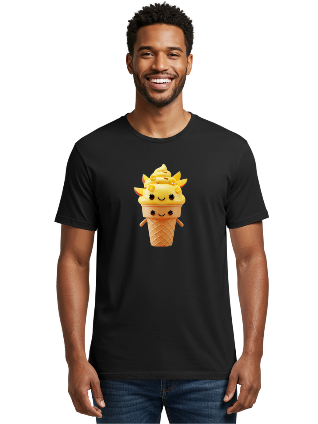 Smiling-Ice-Cream-4 Men'S Graphic Tee, 100% Cotton, Comfortable Casual Summer Wear, Machine Washable, Vintage Camera, Old Camera, Antique Camera, Black Camera, Classic Photography, Photography Equipment, Nostalgic Device, Film Camera, Baj781