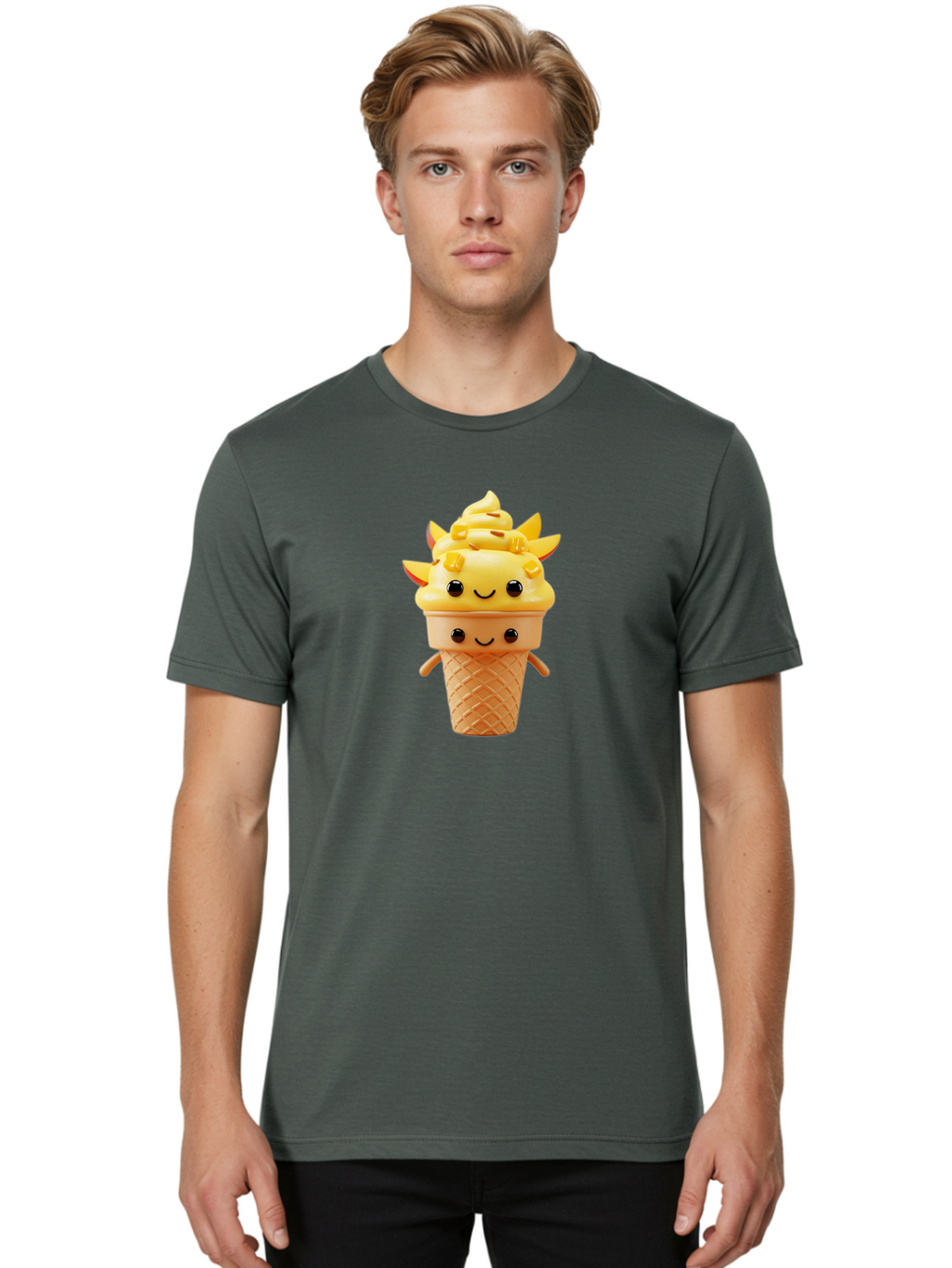 Smiling-Ice-Cream-4 Men'S Graphic Tee, 100% Cotton, Comfortable Casual Summer Wear, Machine Washable, Vintage Camera, Old Camera, Antique Camera, Black Camera, Classic Photography, Photography Equipment, Nostalgic Device, Film Camera, Baj781