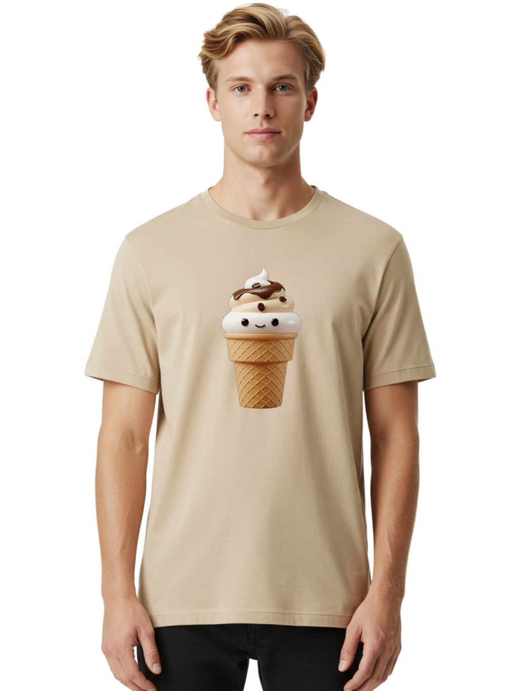 Smiling-Ice-Cream-Cone Men'S Graphic Tee, 100% Cotton, Comfortable Casual Summer Wear, Machine Washable, Vintage Camera, Old Camera, Antique Camera, Black Camera, Classic Photography, Photography Equipment, Nostalgic Device, Film Camera, Baj782