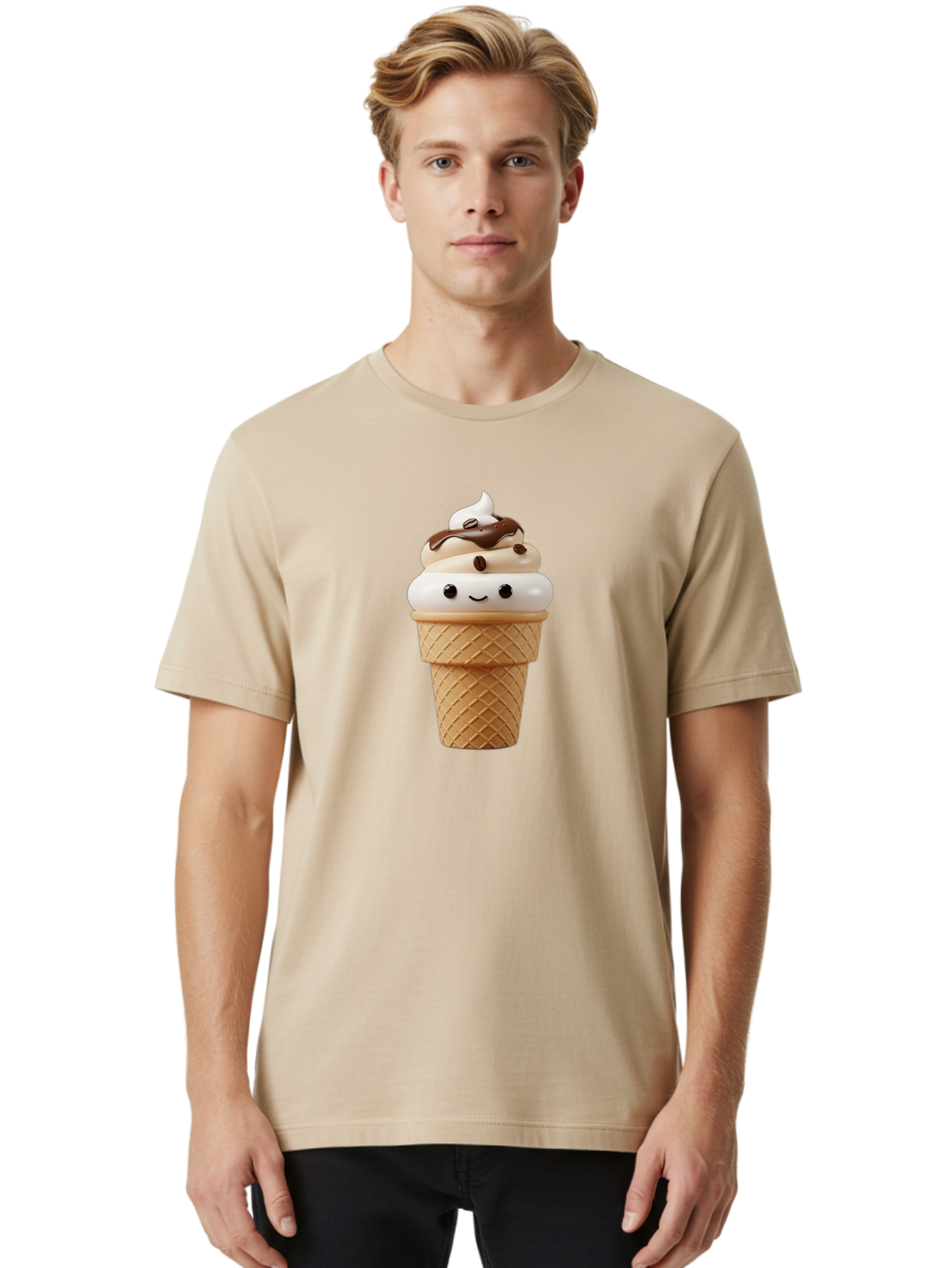 Smiling-Ice-Cream-Cone Men'S Graphic Tee, 100% Cotton, Comfortable Casual Summer Wear, Machine Washable, Vintage Camera, Old Camera, Antique Camera, Black Camera, Classic Photography, Photography Equipment, Nostalgic Device, Film Camera, Baj782