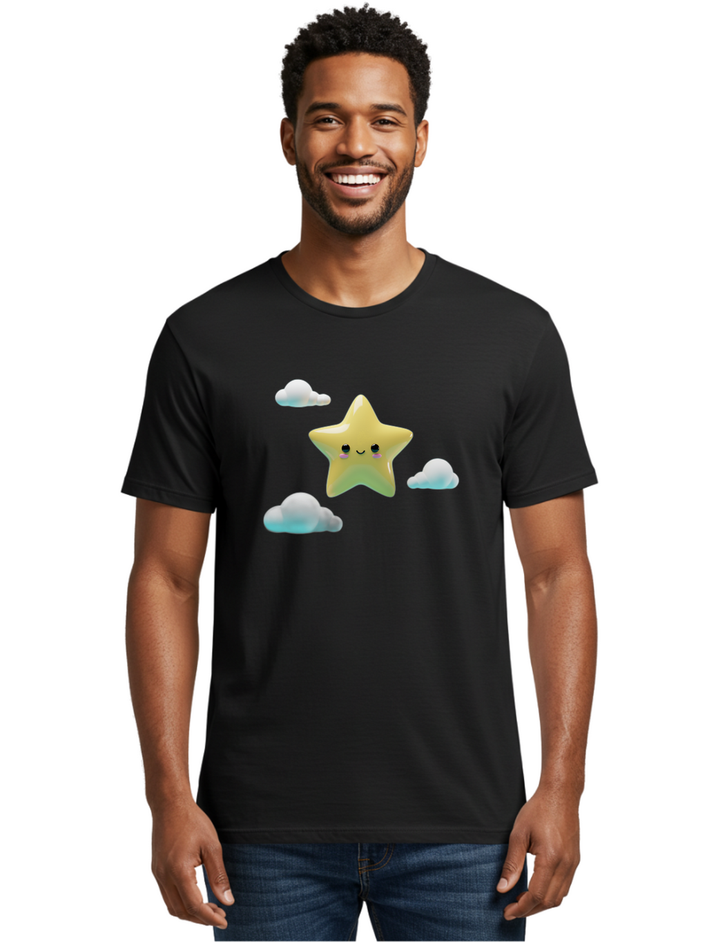 Smiling-Star-1 Men'S Graphic Tee, 100% Cotton, Comfortable Casual Summer Wear, Machine Washable, Vintage Camera, Old Camera, Antique Camera, Black Camera, Classic Photography, Photography Equipment, Nostalgic Device, Film Camera, Camera Art Baj784