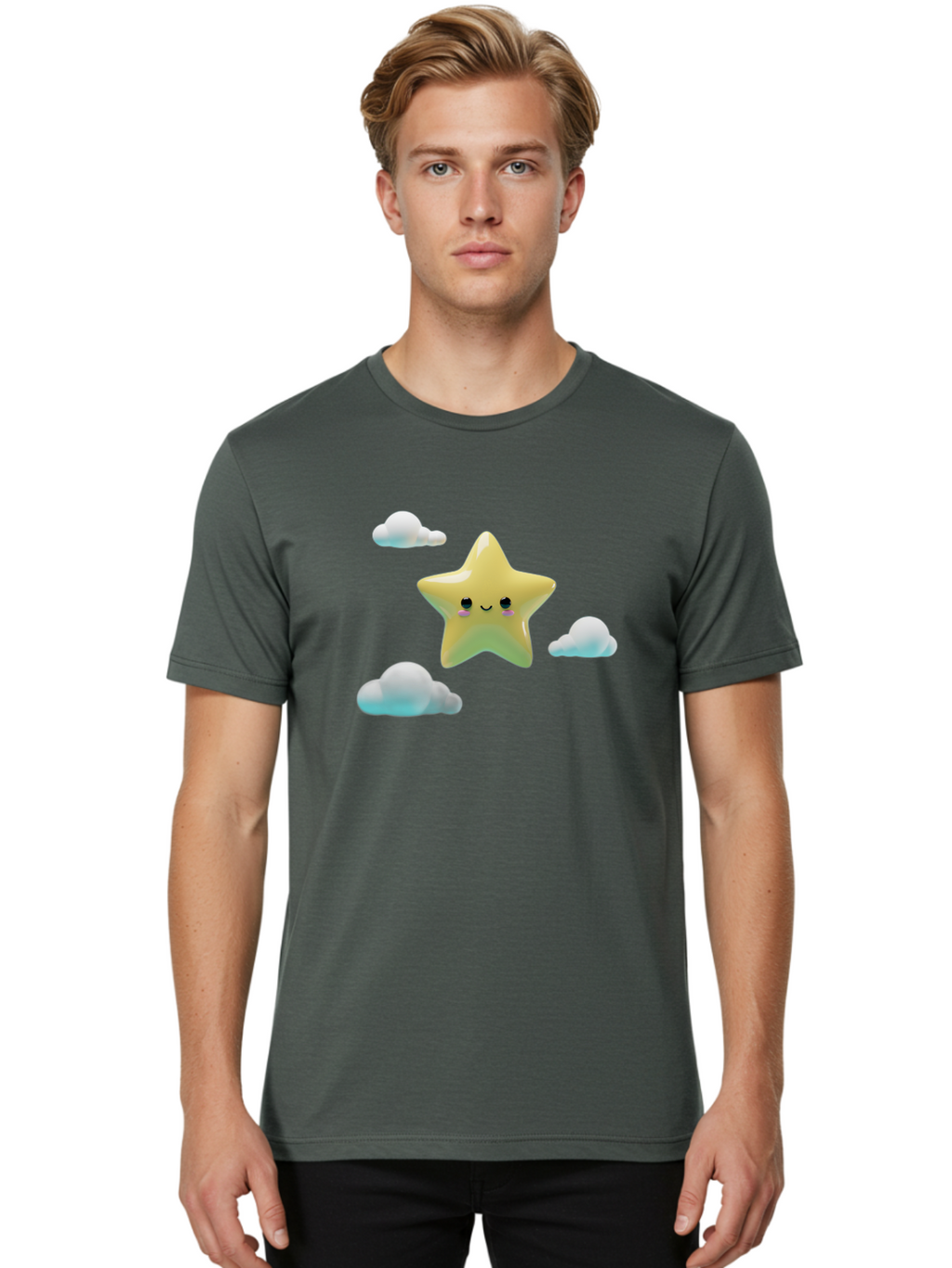 Smiling-Star-1 Men'S Graphic Tee, 100% Cotton, Comfortable Casual Summer Wear, Machine Washable, Vintage Camera, Old Camera, Antique Camera, Black Camera, Classic Photography, Photography Equipment, Nostalgic Device, Film Camera, Camera Art Baj784