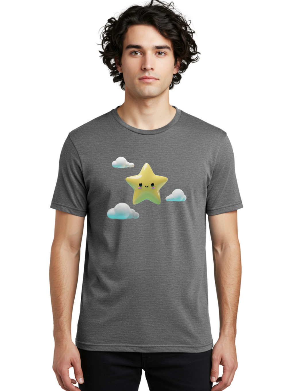 Smiling-Star-1 Men'S Graphic Tee, 100% Cotton, Comfortable Casual Summer Wear, Machine Washable, Vintage Camera, Old Camera, Antique Camera, Black Camera, Classic Photography, Photography Equipment, Nostalgic Device, Film Camera, Camera Art Baj784