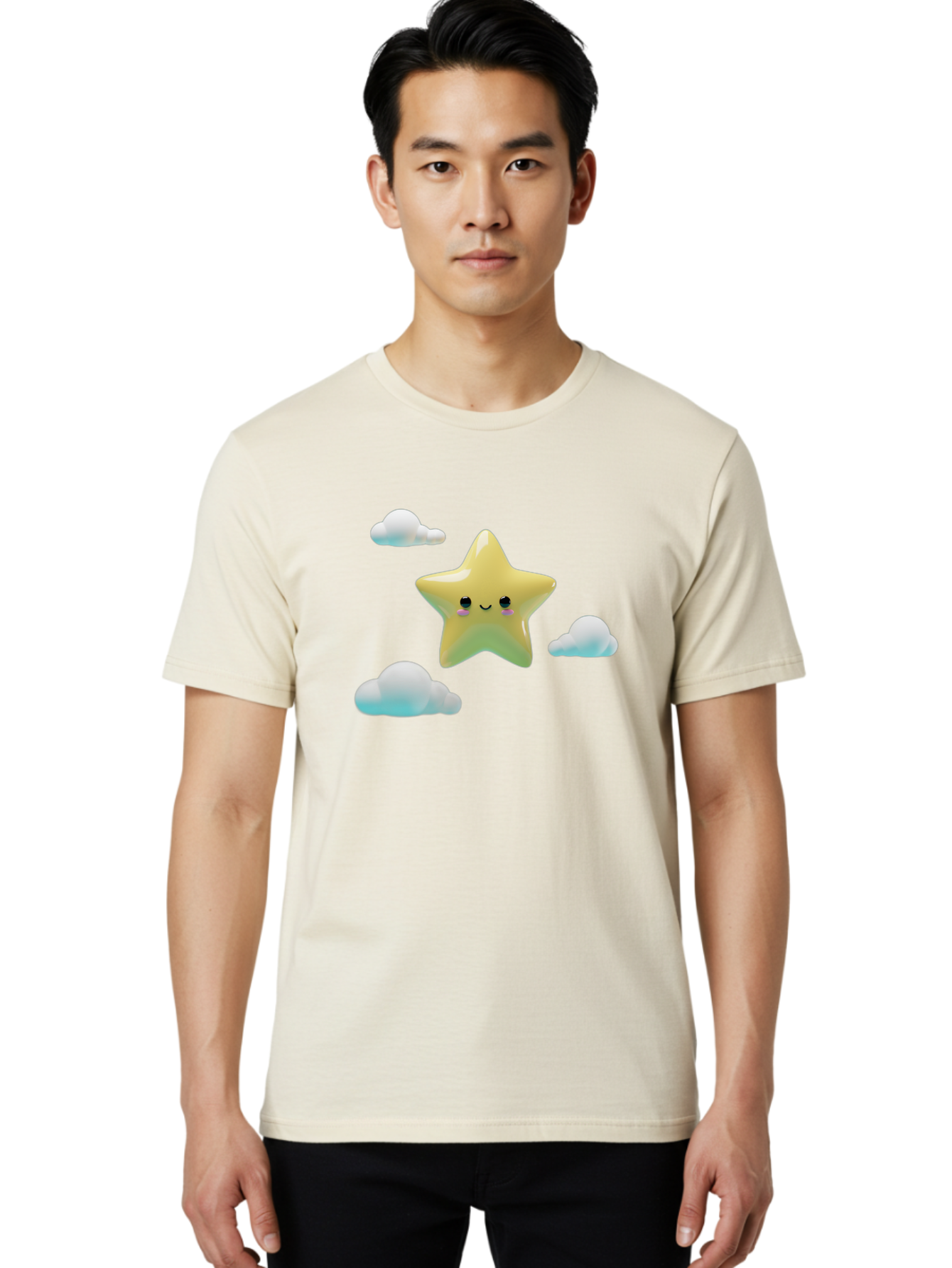 Smiling-Star-1 Men'S Graphic Tee, 100% Cotton, Comfortable Casual Summer Wear, Machine Washable, Vintage Camera, Old Camera, Antique Camera, Black Camera, Classic Photography, Photography Equipment, Nostalgic Device, Film Camera, Camera Art Baj784