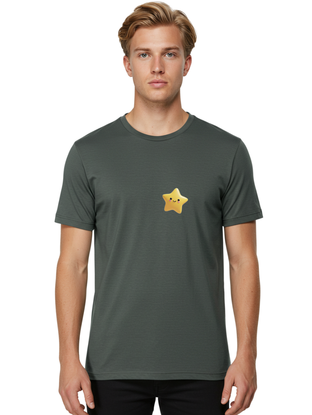 Smiling-Star-2 Men'S Graphic Tee, 100% Cotton, Comfortable Casual Summer Wear, Machine Washable, Vintage Camera, Old Camera, Antique Camera, Black Camera, Classic Photography, Photography Equipment, Nostalgic Device, Film Camera, Camera Art Baj785