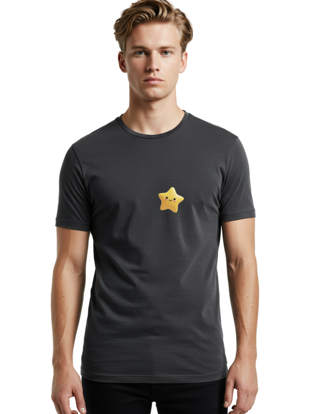 Smiling-Star-2 Men'S Graphic Tee, 100% Cotton, Comfortable Casual Summer Wear, Machine Washable, Vintage Camera, Old Camera, Antique Camera, Black Camera, Classic Photography, Photography Equipment, Nostalgic Device, Film Camera, Camera Art Baj785