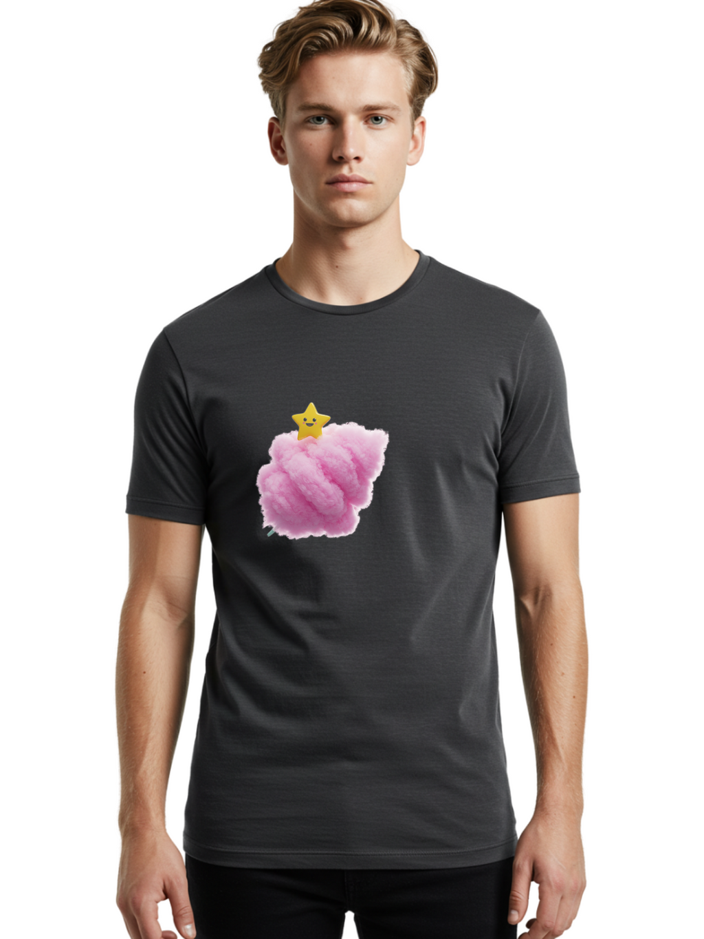 Smiling-Star-On-Cotton-Candy Men'S Graphic Tee, 100% Cotton, Comfortable Casual Summer Wear, Machine Washable, Vintage Camera, Old Camera, Antique Camera, Black Camera, Classic Photography, Photography Equipment, Nostalgic Device, Film Camera, Baj787