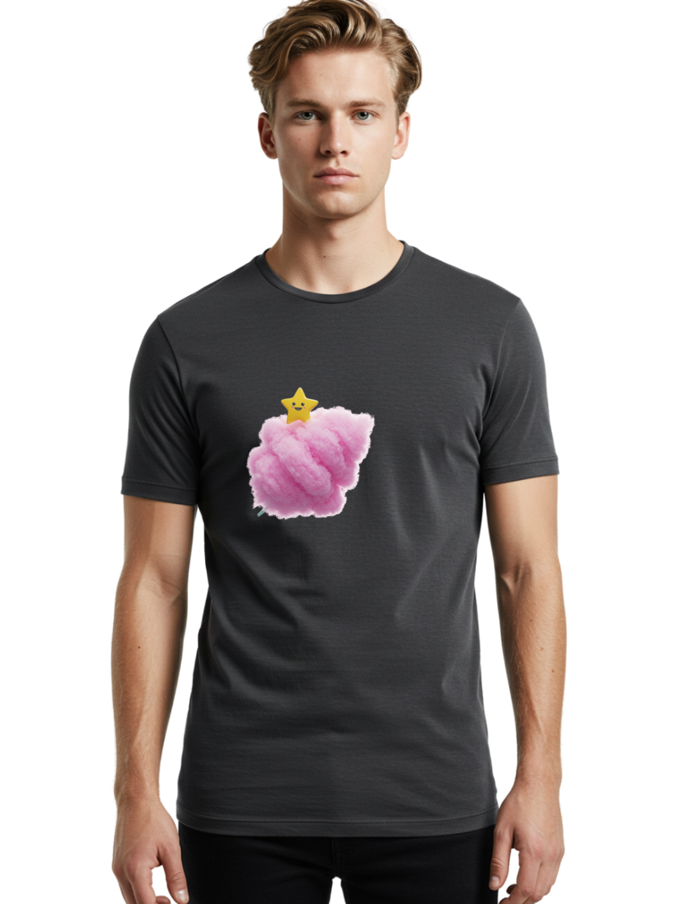 Smiling-Star-On-Cotton-Candy Men'S Graphic Tee, 100% Cotton, Comfortable Casual Summer Wear, Machine Washable, Vintage Camera, Old Camera, Antique Camera, Black Camera, Classic Photography, Photography Equipment, Nostalgic Device, Film Camera, Baj787