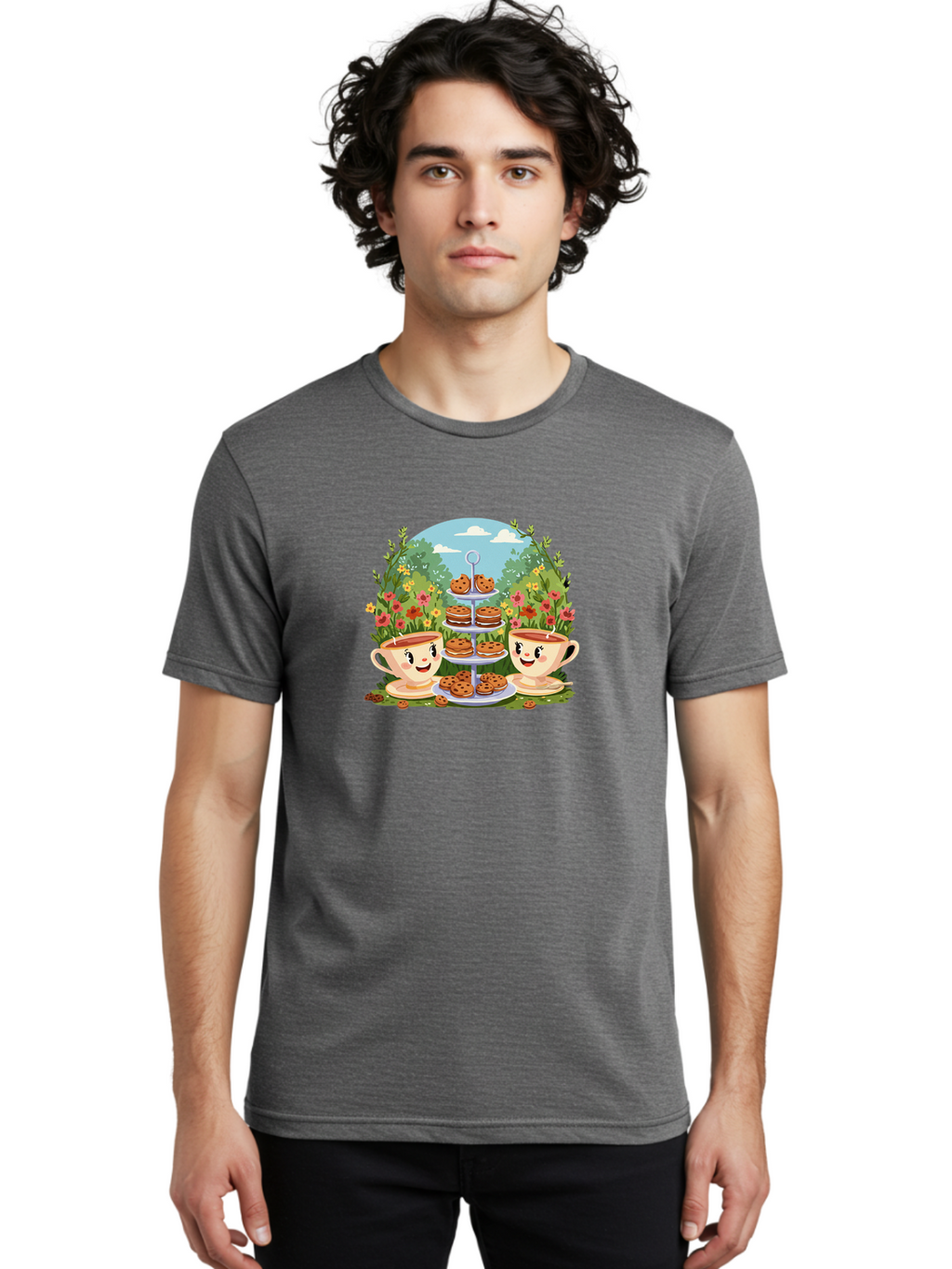 Smiling-Teacups-With-Cookies Men'S Graphic Tee, 100% Cotton, Comfortable Casual Summer Wear, Machine Washable, Vintage Camera, Old Camera, Antique Camera, Black Camera, Classic Photography, Photography Equipment, Nostalgic Device, Film Camera, Baj789