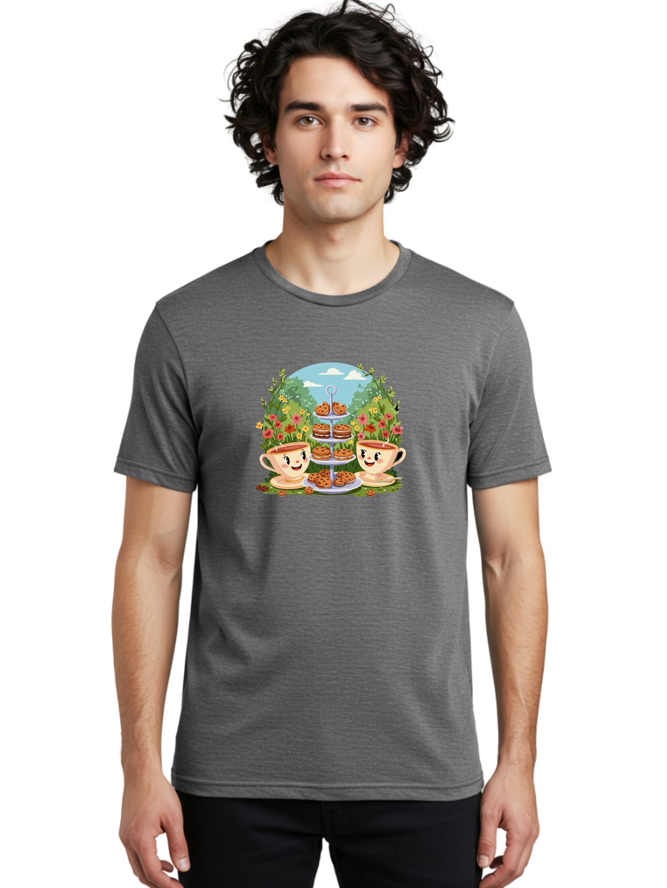 Smiling-Teacups-With-Cookies Men'S Graphic Tee, 100% Cotton, Comfortable Casual Summer Wear, Machine Washable, Vintage Camera, Old Camera, Antique Camera, Black Camera, Classic Photography, Photography Equipment, Nostalgic Device, Film Camera, Baj789