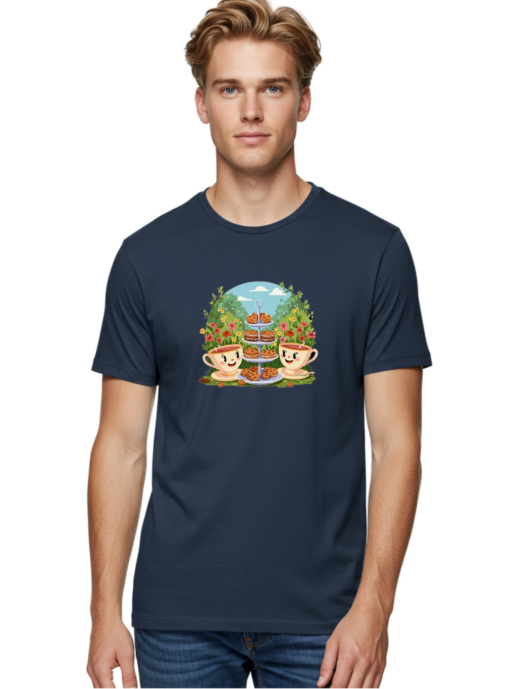 Smiling-Teacups-With-Cookies Men'S Graphic Tee, 100% Cotton, Comfortable Casual Summer Wear, Machine Washable, Vintage Camera, Old Camera, Antique Camera, Black Camera, Classic Photography, Photography Equipment, Nostalgic Device, Film Camera, Baj789
