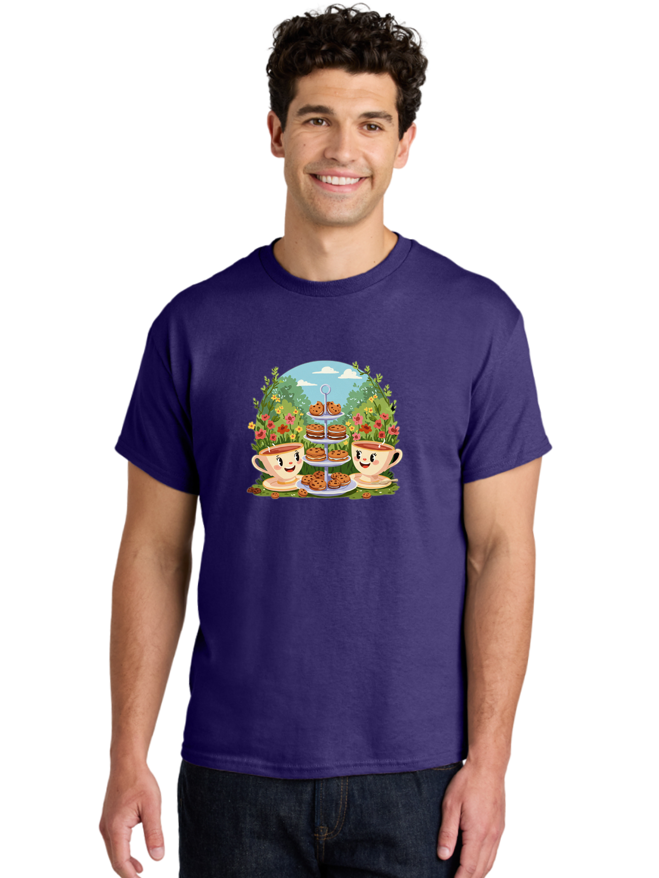 Smiling-Teacups-With-Cookies Men'S Graphic Tee, 100% Cotton, Comfortable Casual Summer Wear, Machine Washable, Vintage Camera, Old Camera, Antique Camera, Black Camera, Classic Photography, Photography Equipment, Nostalgic Device, Film Camera, Baj789