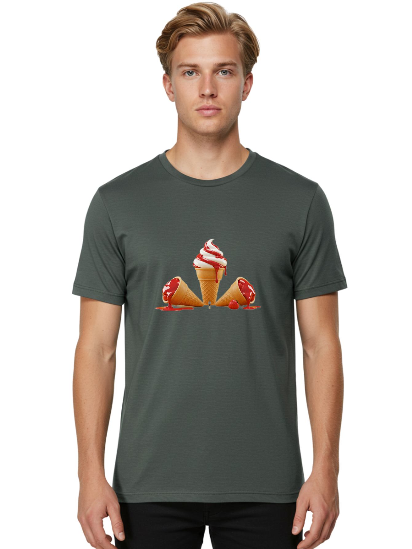 Soft-Serve-Ice-Cream-1 Men'S Graphic Tee, 100% Cotton, Comfortable Casual Summer Wear, Machine Washable, Vintage Camera, Old Camera, Antique Camera, Black Camera, Classic Photography, Photography Equipment, Nostalgic Device, Film Camera, Baj791