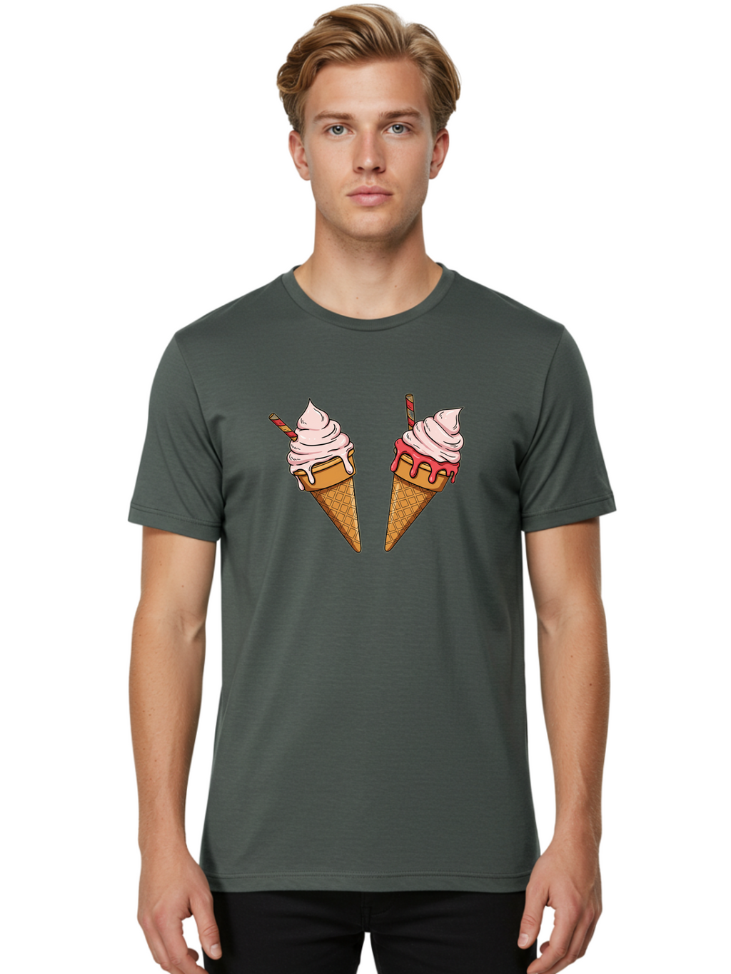 Soft-Serve-Ice-Cream Men'S Graphic Tee, 100% Cotton, Comfortable Casual Summer Wear, Machine Washable, Vintage Camera, Old Camera, Antique Camera, Black Camera, Classic Photography, Photography Equipment, Nostalgic Device, Film Camera, Baj792