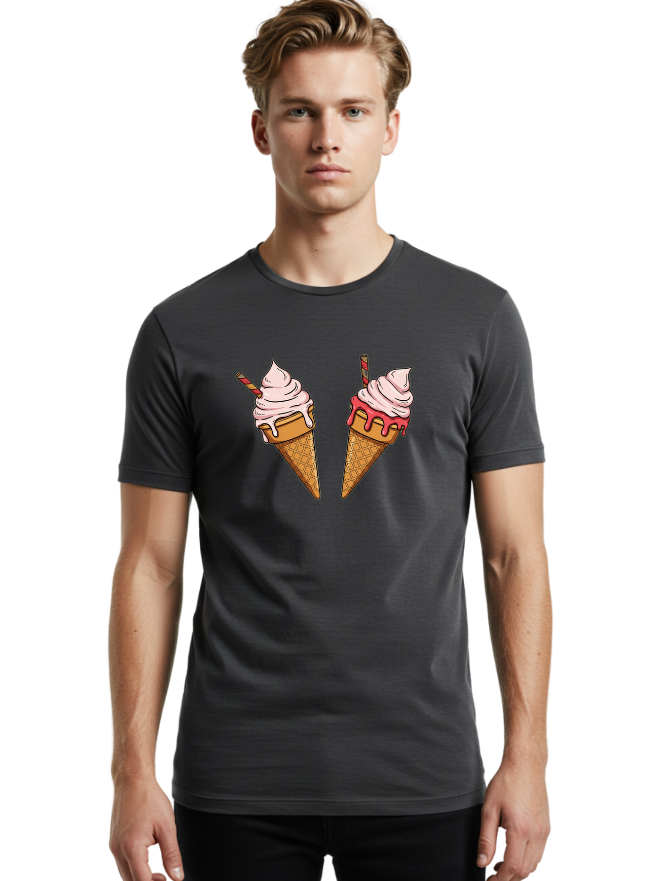 Soft-Serve-Ice-Cream Men'S Graphic Tee, 100% Cotton, Comfortable Casual Summer Wear, Machine Washable, Vintage Camera, Old Camera, Antique Camera, Black Camera, Classic Photography, Photography Equipment, Nostalgic Device, Film Camera, Baj792