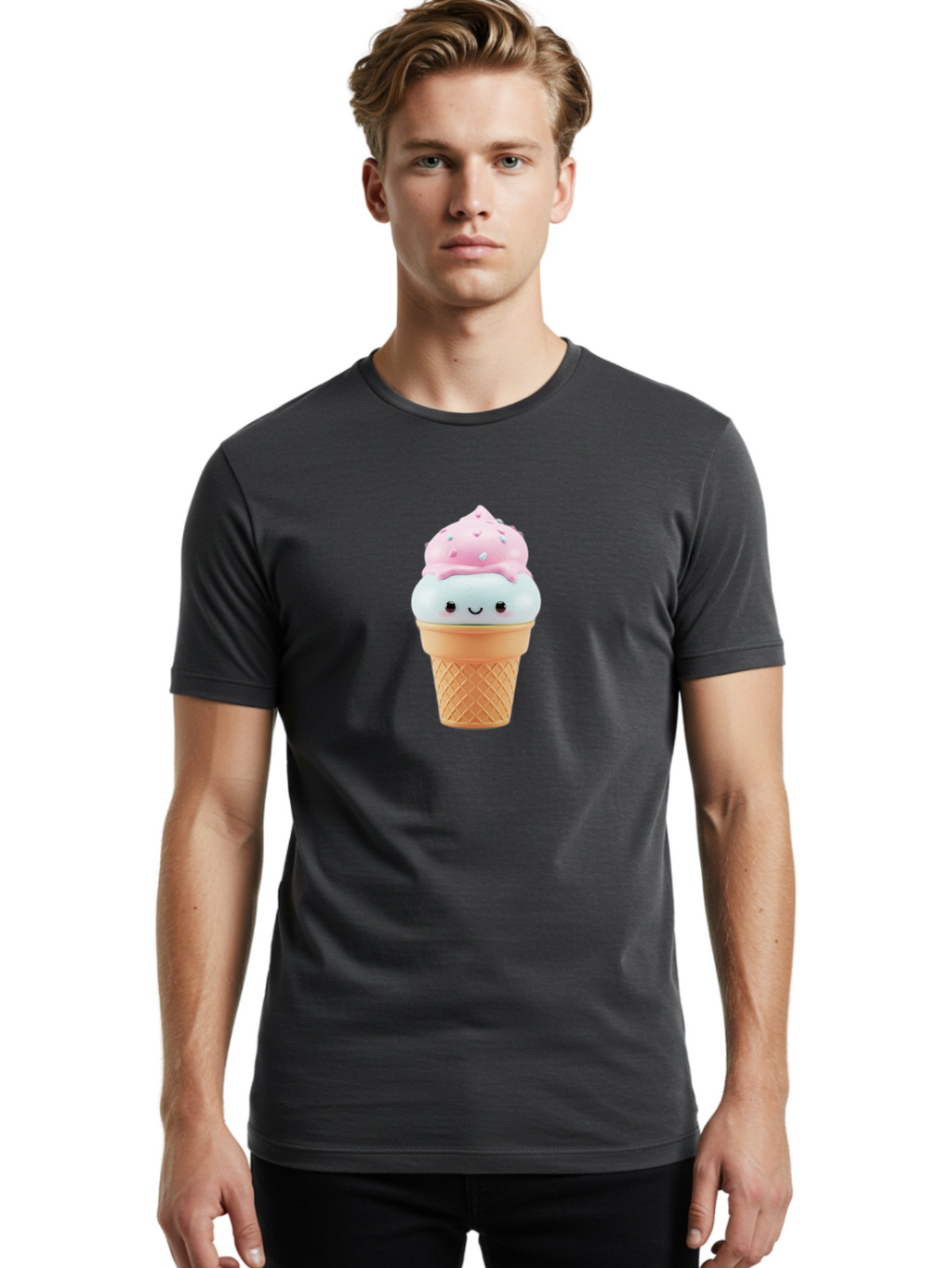 Squishy-Ice-Cream Men'S Graphic Tee, 100% Cotton, Comfortable Casual Summer Wear, Machine Washable, Vintage Camera, Old Camera, Antique Camera, Black Camera, Classic Photography, Photography Equipment, Nostalgic Device, Film Camera, Camera Art Baj793