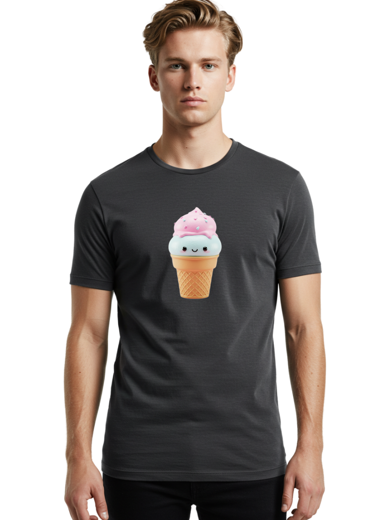 Squishy-Ice-Cream Men'S Graphic Tee, 100% Cotton, Comfortable Casual Summer Wear, Machine Washable, Vintage Camera, Old Camera, Antique Camera, Black Camera, Classic Photography, Photography Equipment, Nostalgic Device, Film Camera, Camera Art Baj793