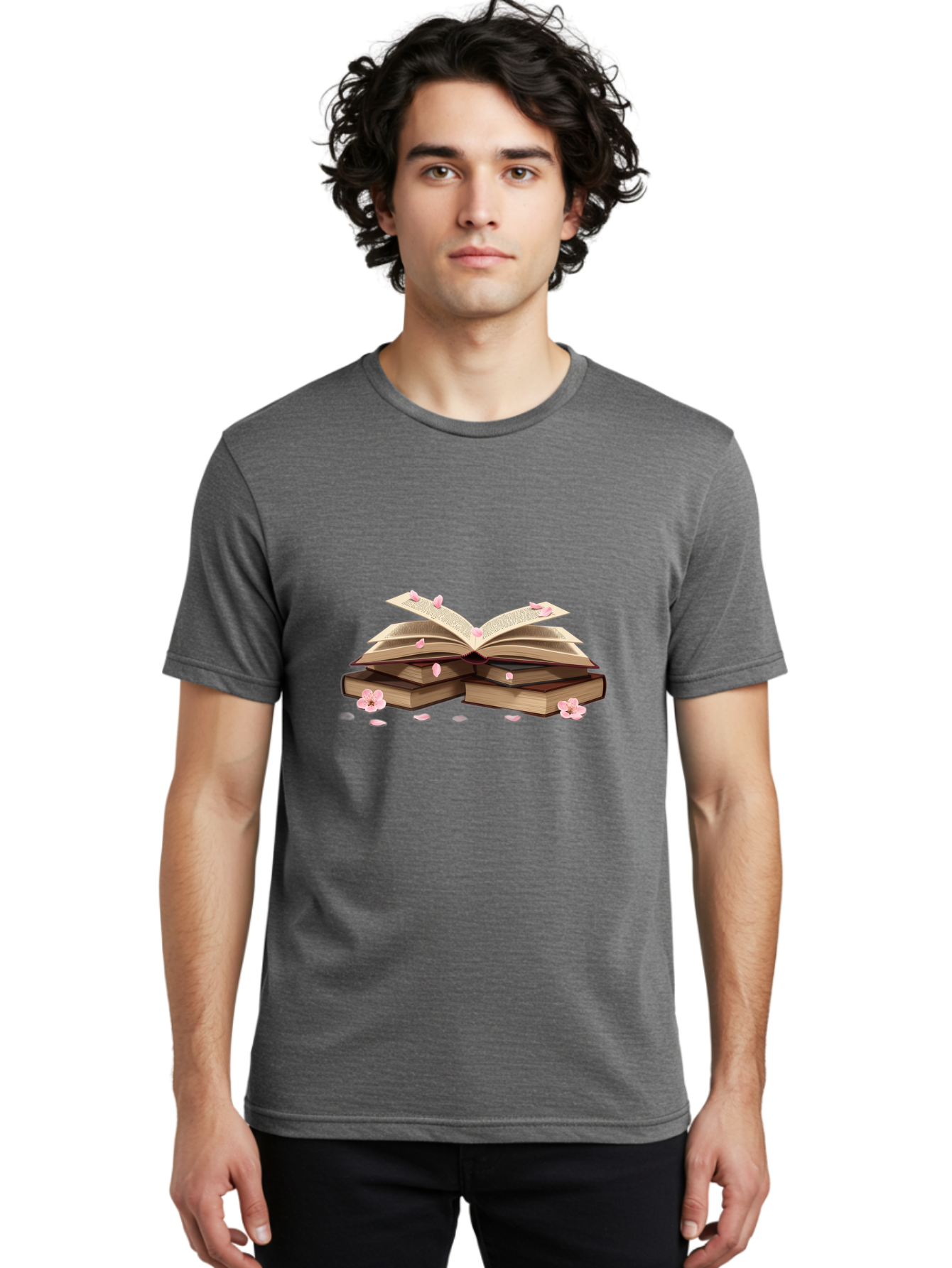 Stacked-Books-With-Cherry-Blossoms Men'S Graphic Tee, 100% Cotton, Comfortable Casual Summer Wear, Machine Washable, Vintage Camera, Old Camera, Antique Camera, Black Camera, Classic Photography, Photography Equipment, Nostalgic Device, Baj794