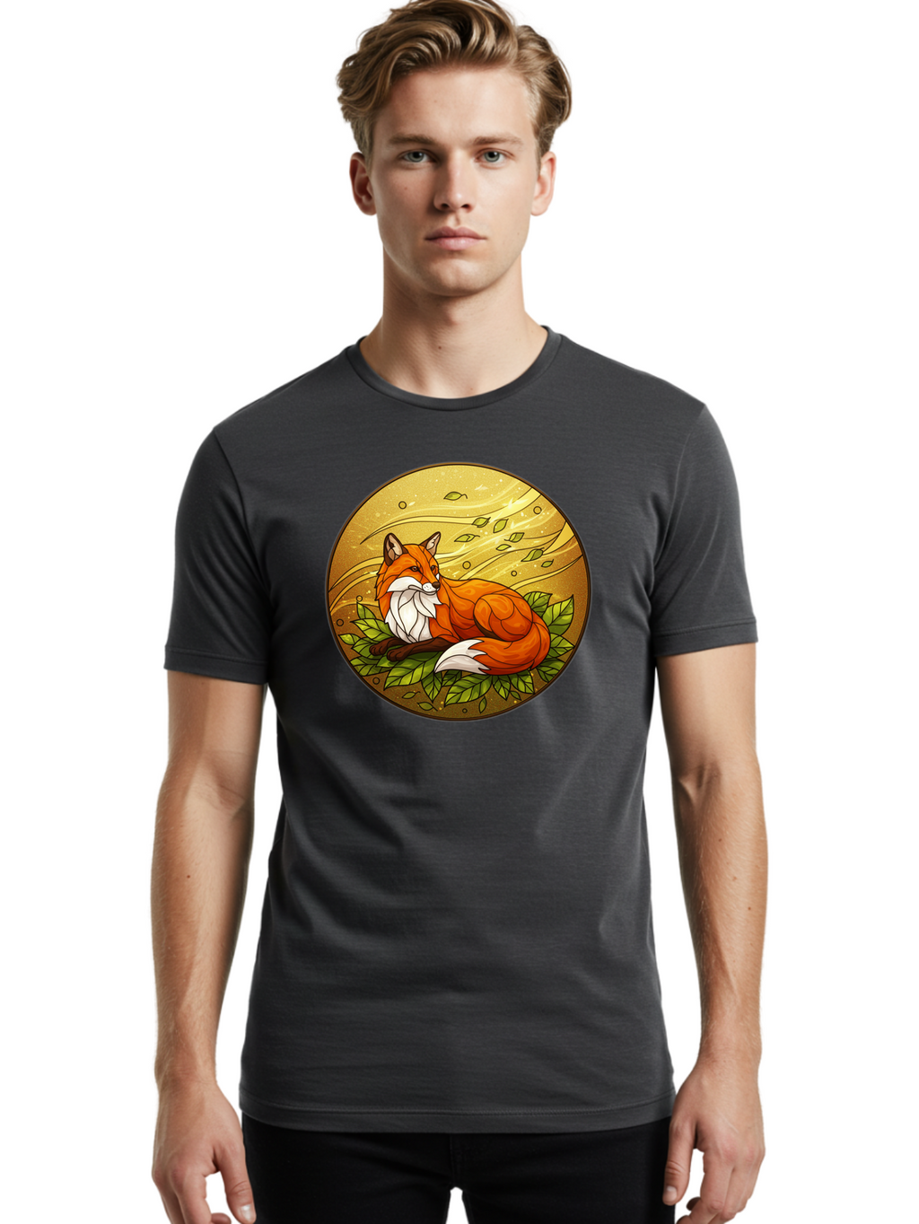 Stained-Glass-Fox Men'S Graphic Tee, 100% Cotton, Comfortable Casual Summer Wear, Machine Washable, Vintage Camera, Old Camera, Antique Camera, Black Camera, Classic Photography, Photography Equipment, Nostalgic Device, Film Camera, Camera Art Baj795