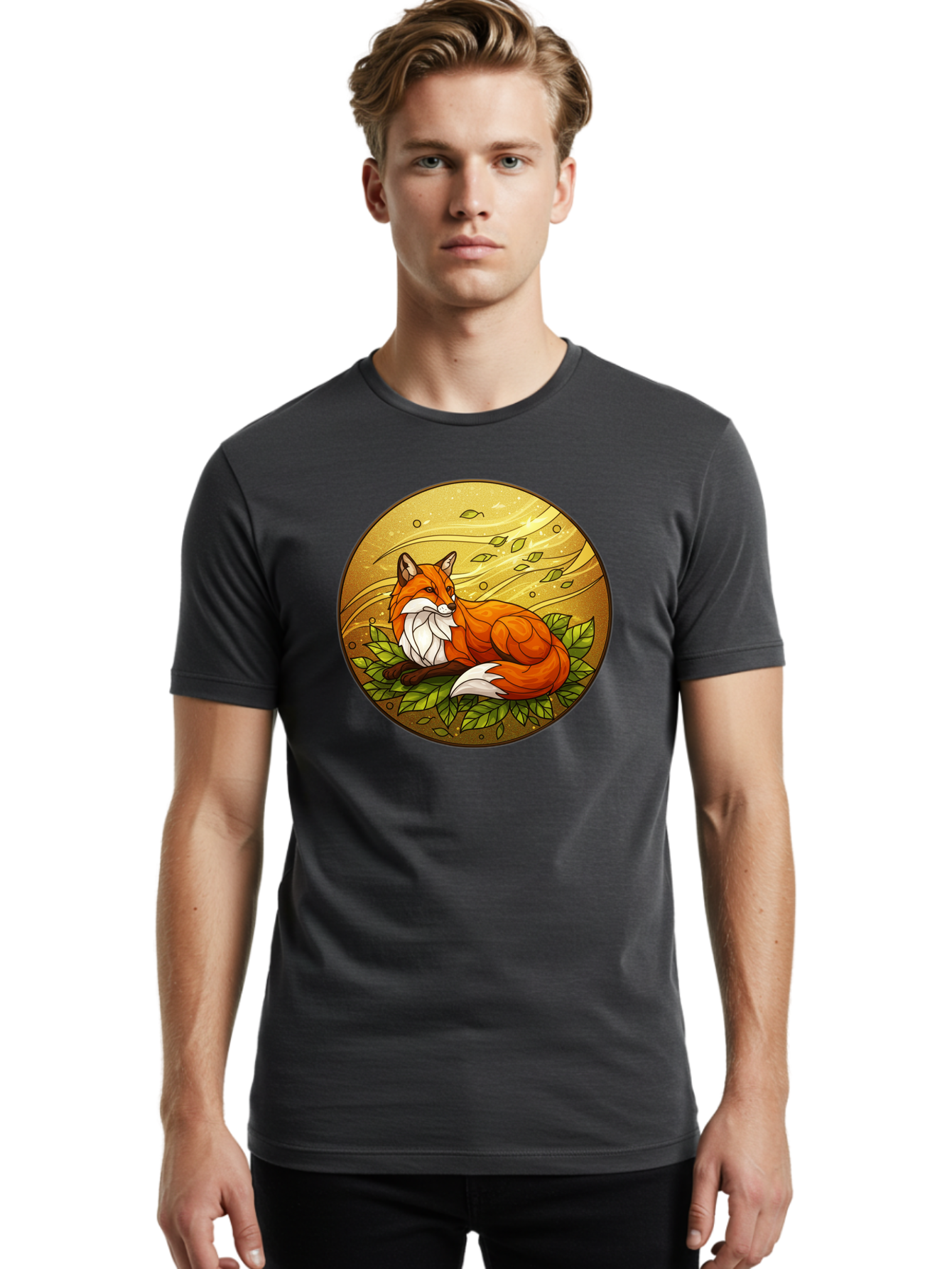 Stained-Glass-Fox Men'S Graphic Tee, 100% Cotton, Comfortable Casual Summer Wear, Machine Washable, Vintage Camera, Old Camera, Antique Camera, Black Camera, Classic Photography, Photography Equipment, Nostalgic Device, Film Camera, Camera Art Baj795