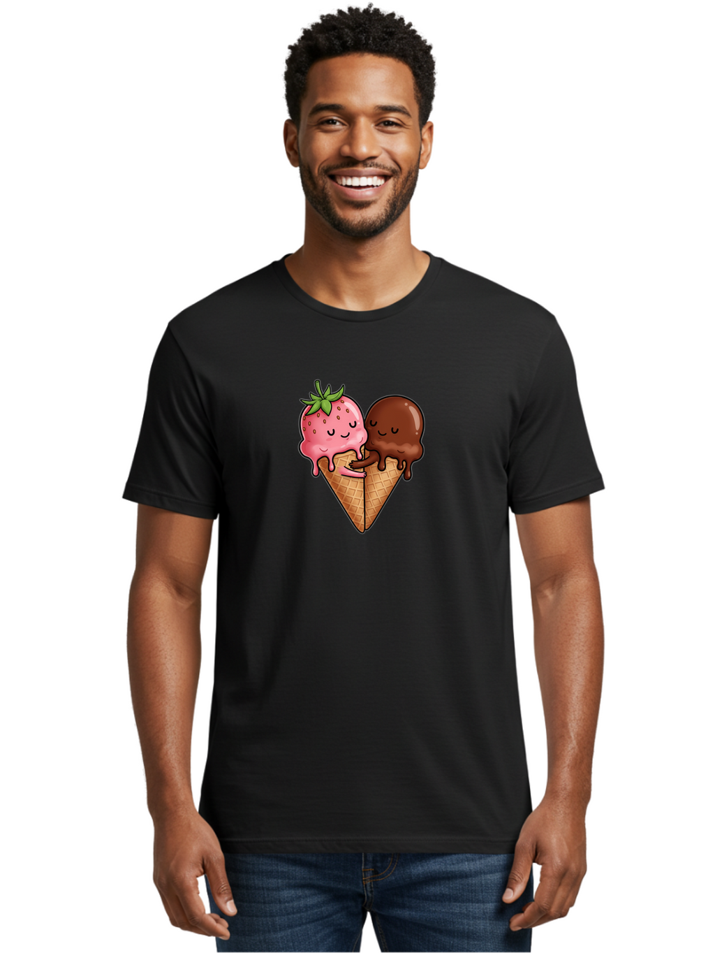 Strawberry-Chocolate-Ice-Cream Men'S Graphic Tee, 100% Cotton, Comfortable Casual Summer Wear, Machine Washable, Vintage Camera, Old Camera, Antique Camera, Black Camera, Classic Photography, Photography Equipment, Nostalgic Device, Baj799
