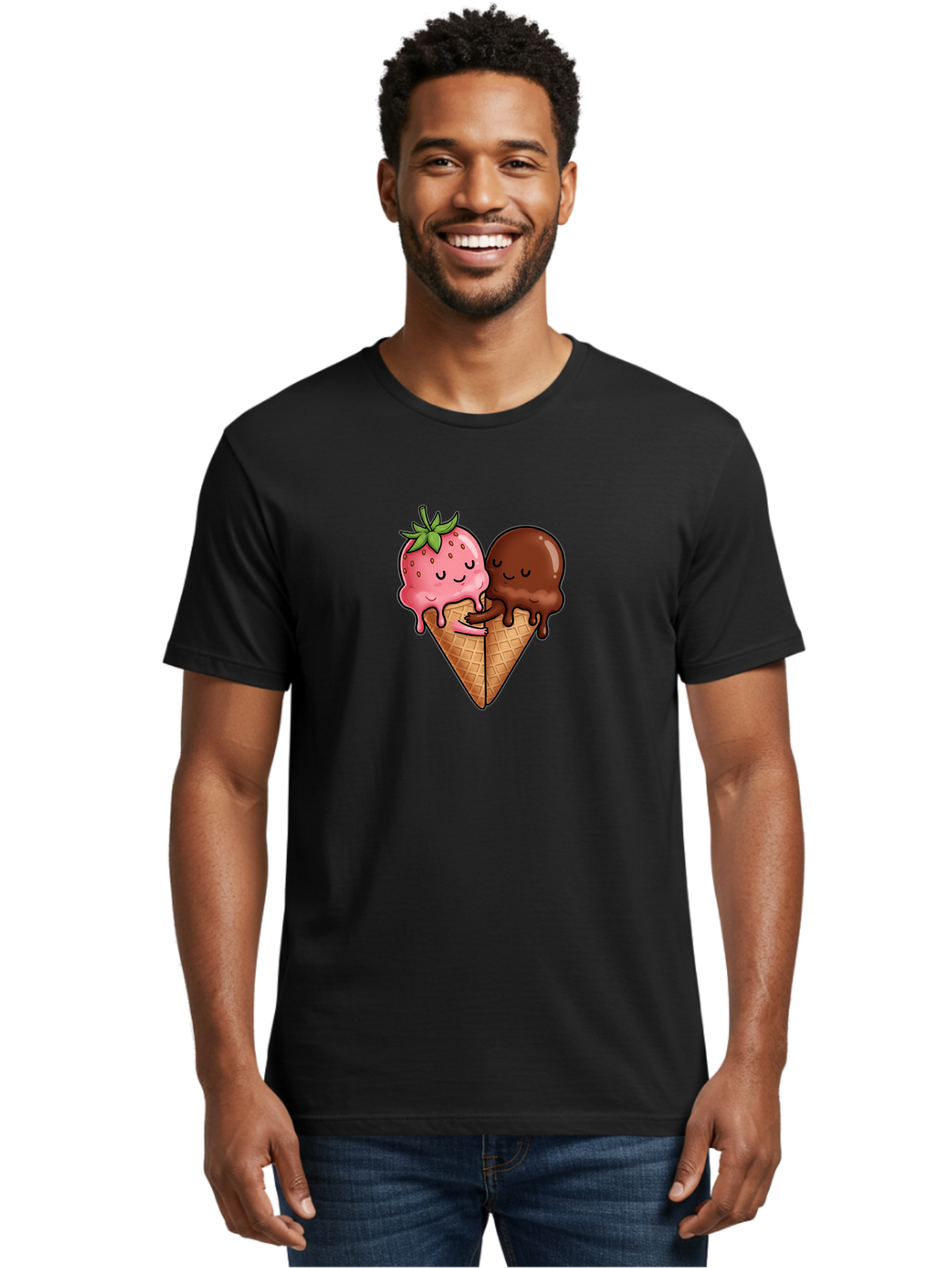 Strawberry-Chocolate-Ice-Cream Men'S Graphic Tee, 100% Cotton, Comfortable Casual Summer Wear, Machine Washable, Vintage Camera, Old Camera, Antique Camera, Black Camera, Classic Photography, Photography Equipment, Nostalgic Device, Baj799